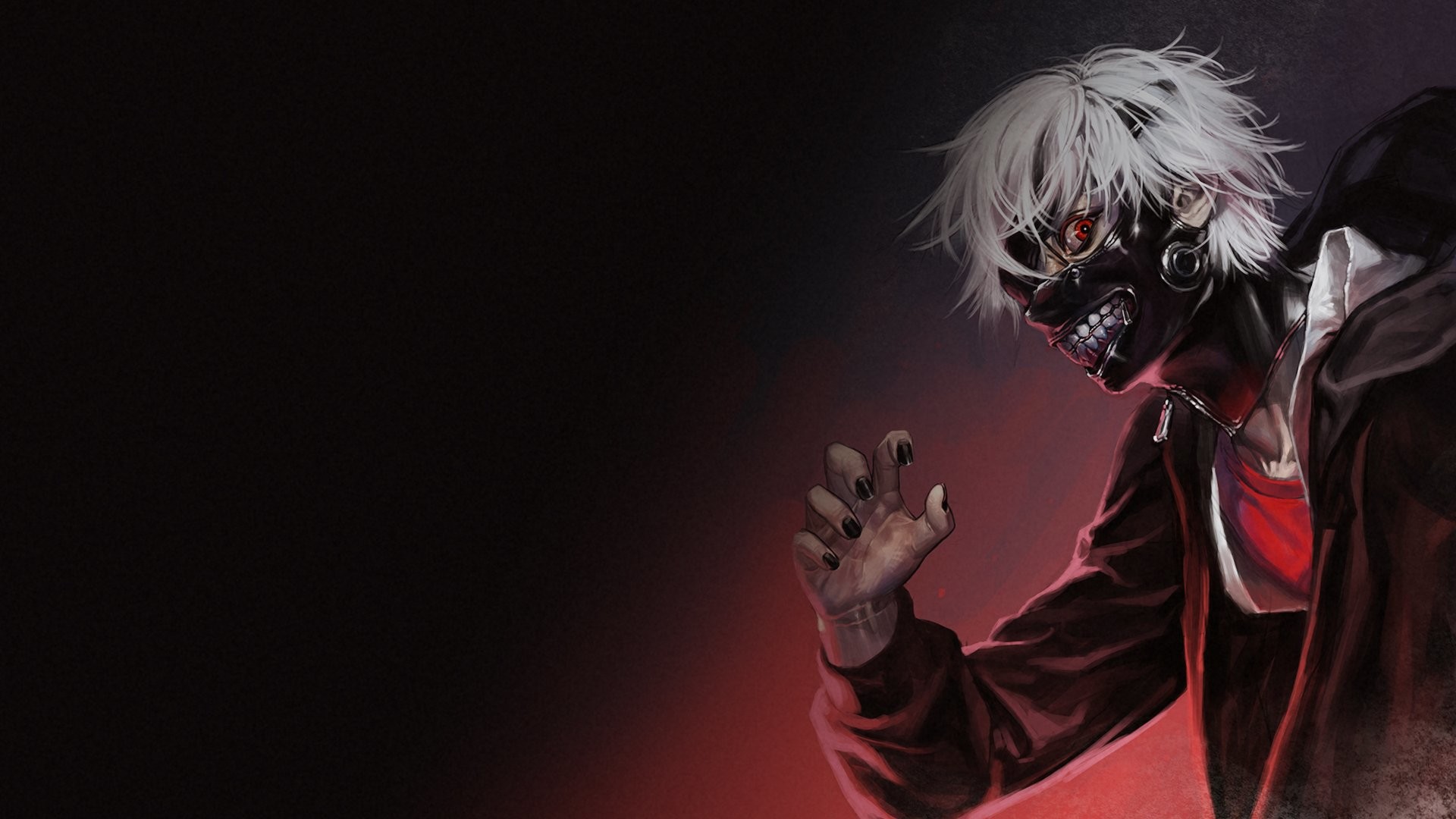 Ken Kaneki, Tokyo Ghoul, Maschera, Rosso e nero, 1920x1080, immagine di sfondo