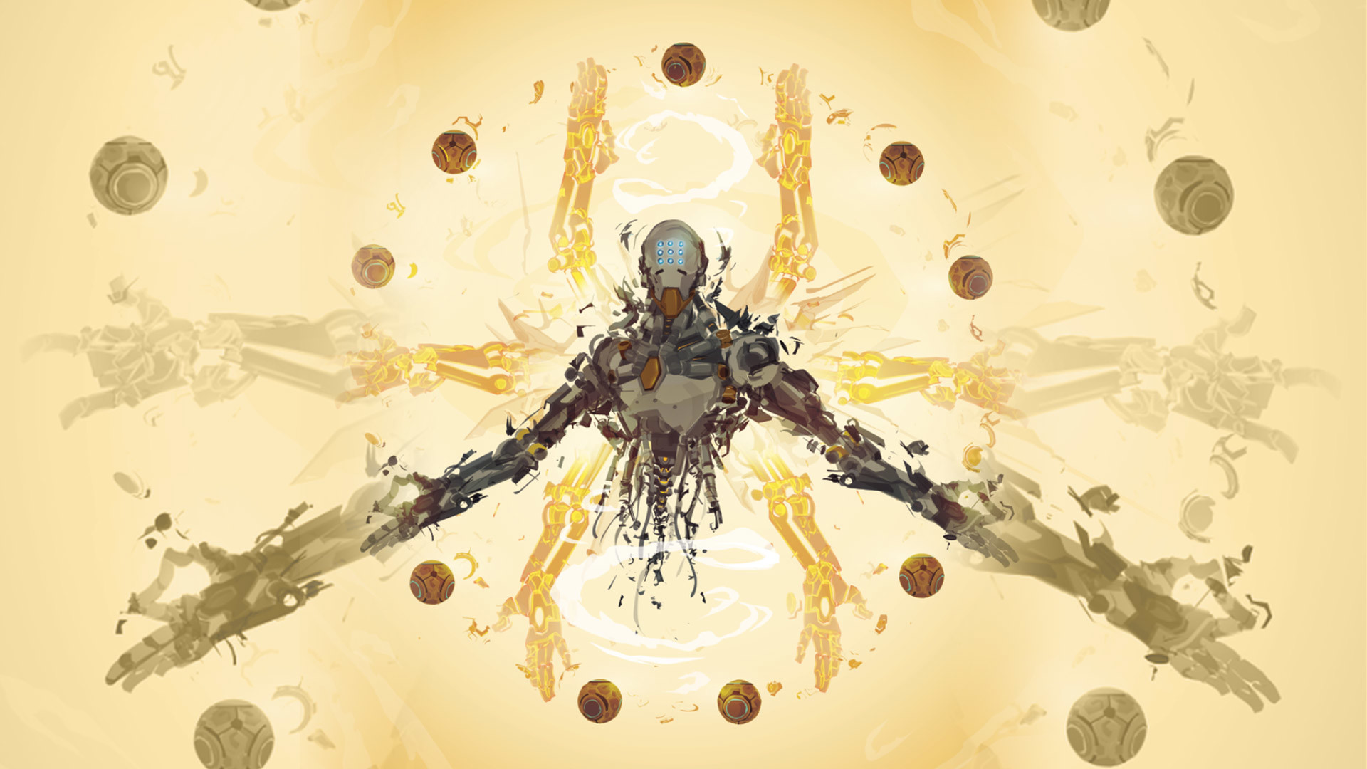 Zenyatta, Overwatch, Sfere, Toni dorati, Full HD 1080p, sfondo desktop
