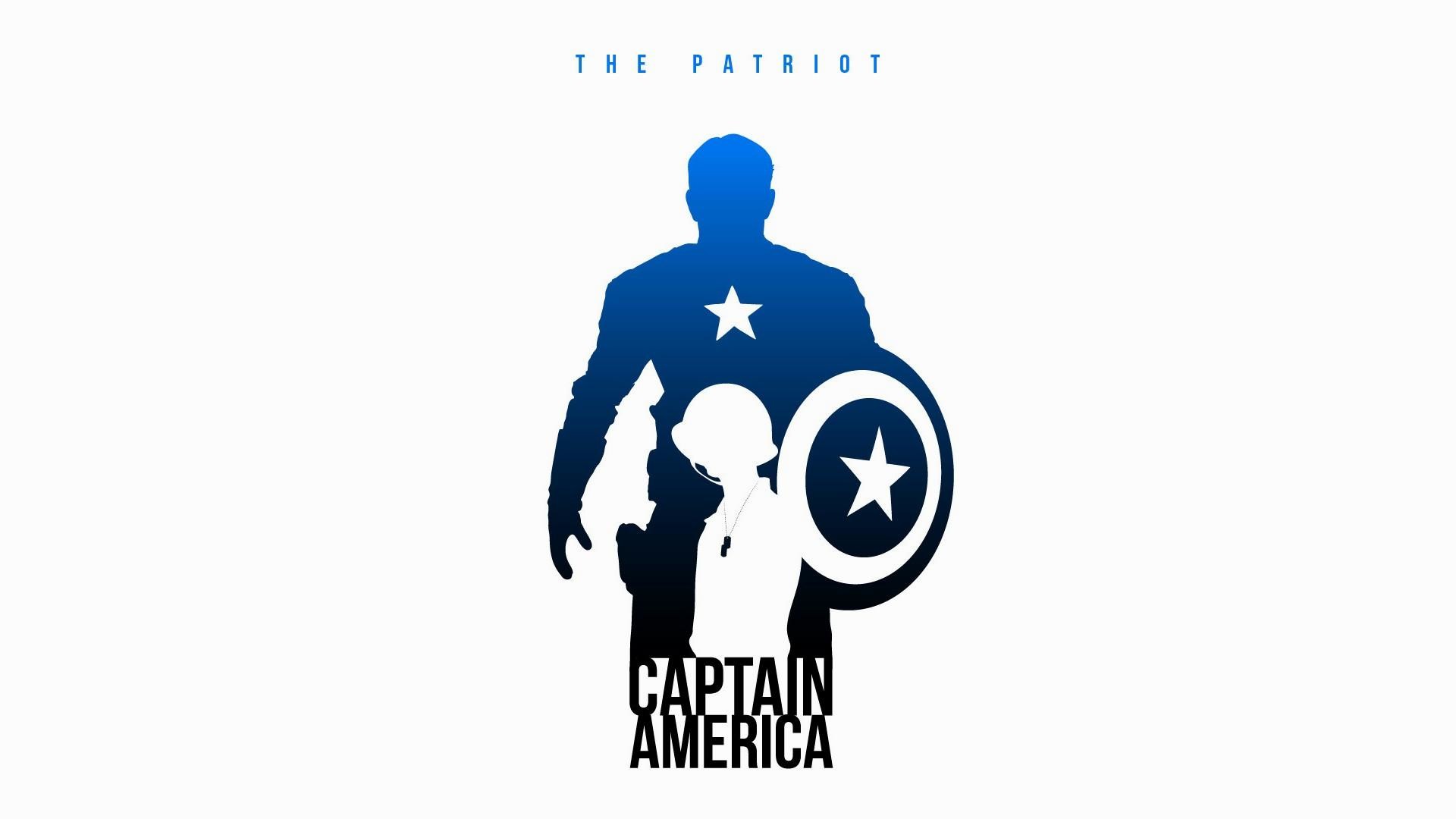 Capitan America, The Patriot, Silhouette, Minimalismo, 16:9 Full HD, sfondo widescreen