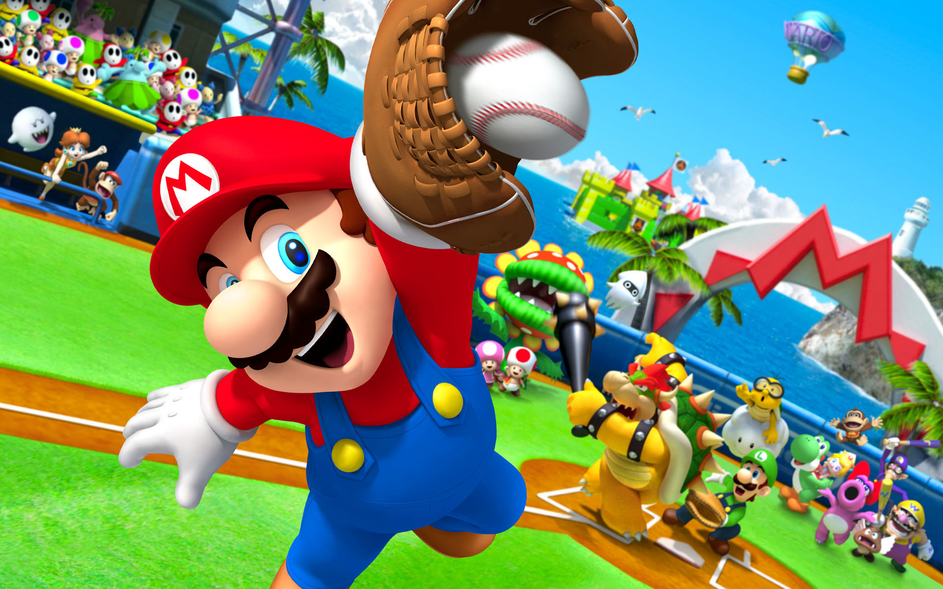 Mario, Mario Super Sluggers, Baseball, Bowser, Full HD, sfondo Windows 11