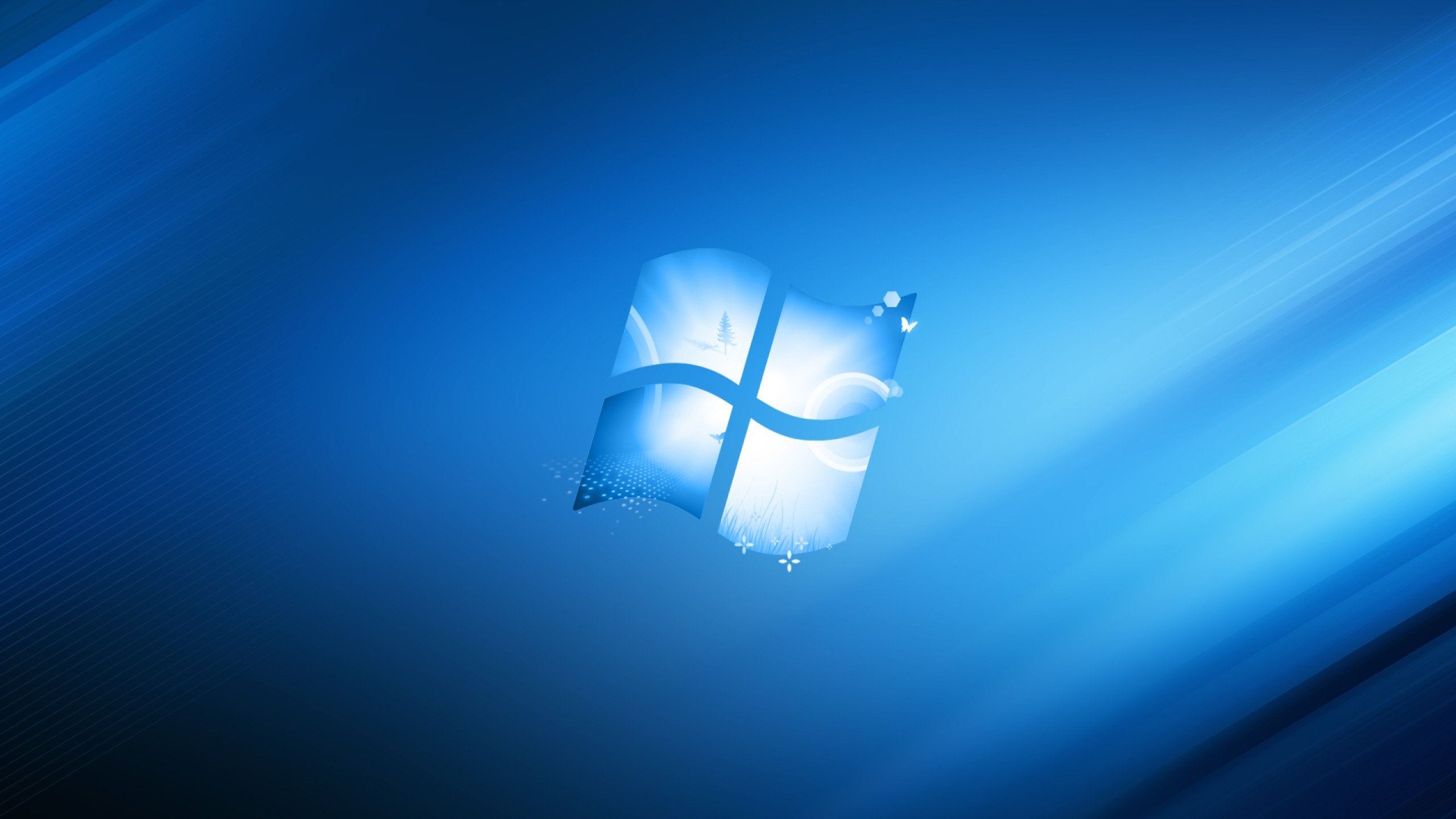 Windows 7, Microsoft, Logo, Sfondo blu, 2K, wallpaper per PC