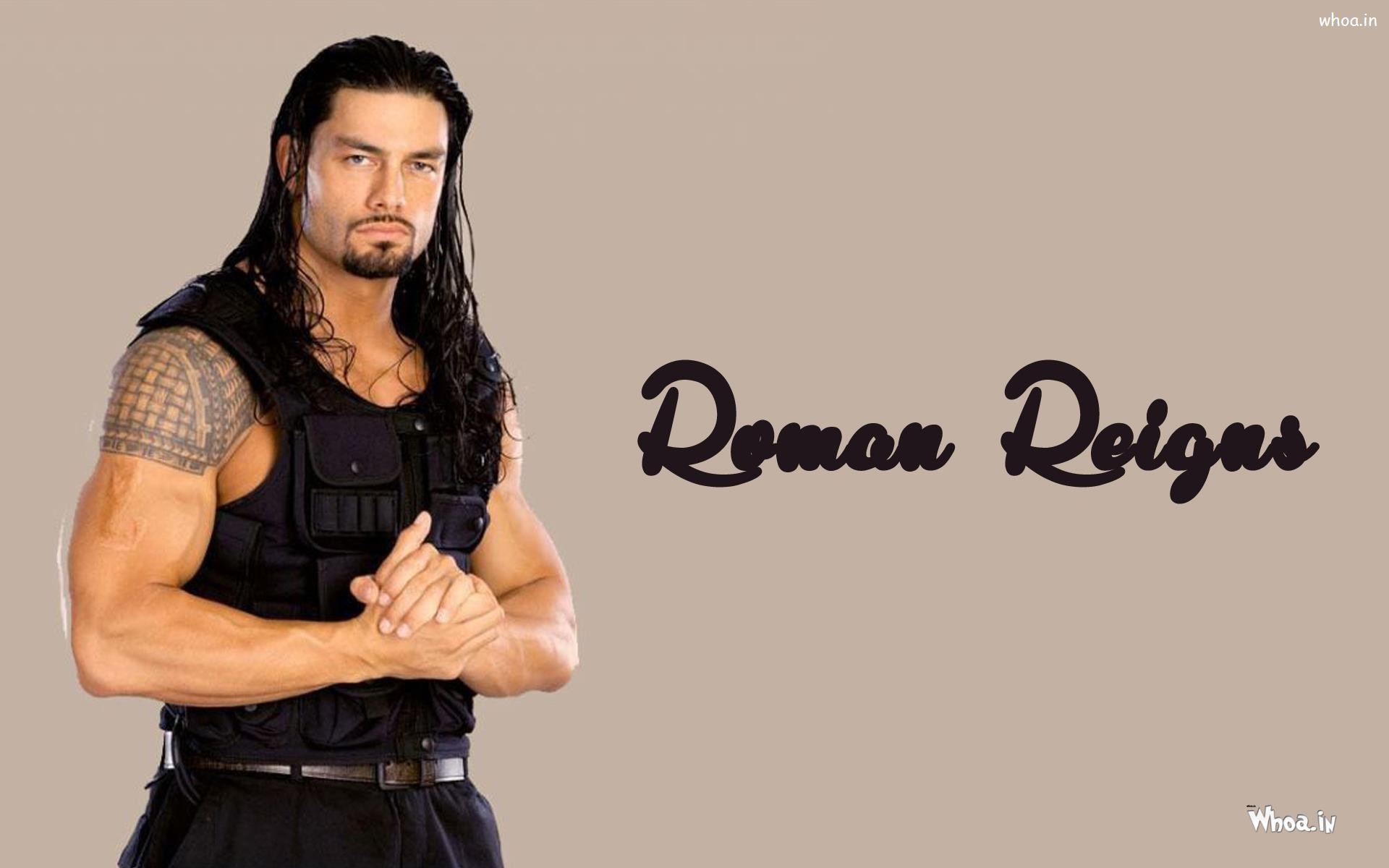 Roman Reigns, WWE, Scritta, Sfondo beige, 16:10 Full HD, wallpaper widescreen