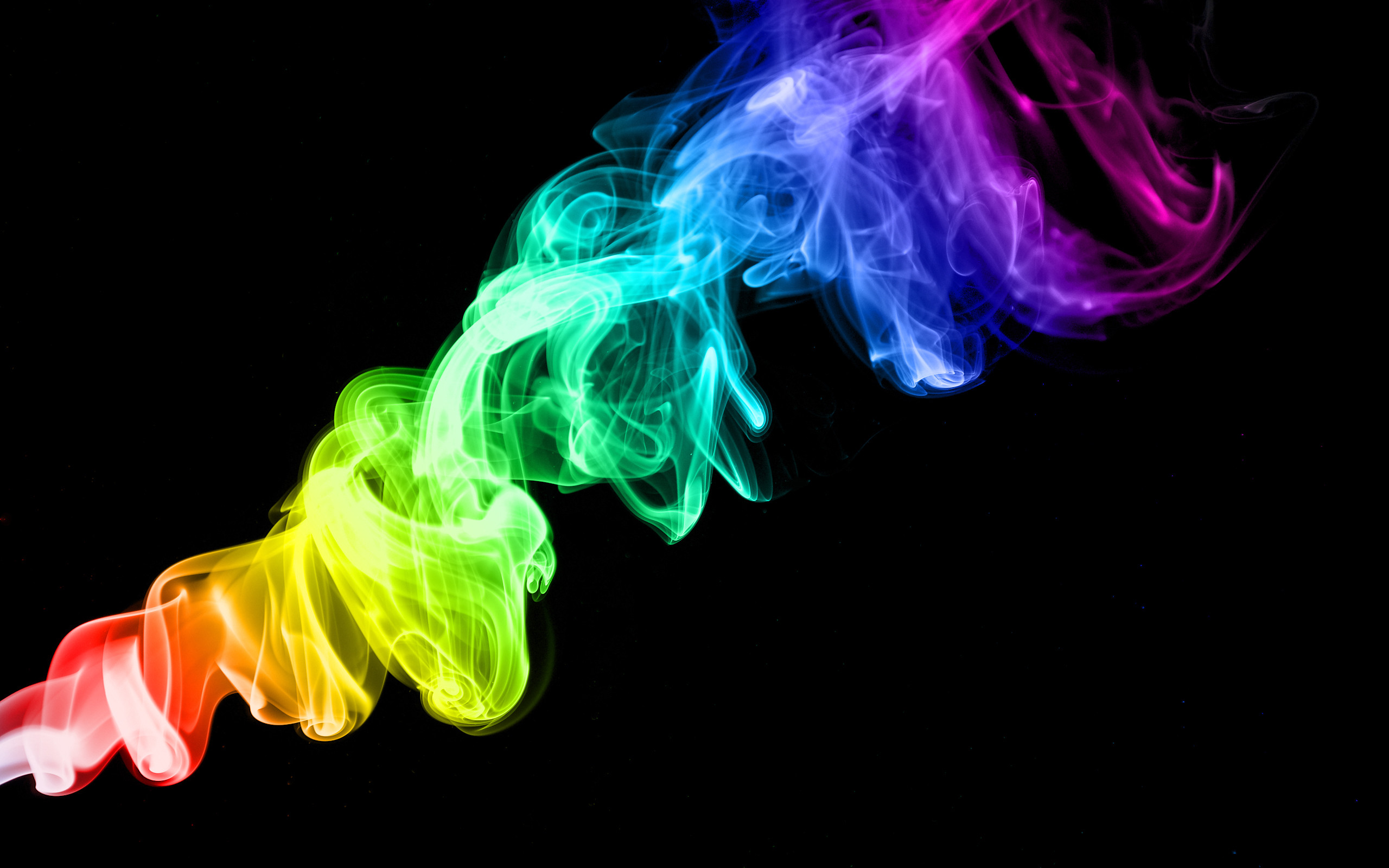 Fumo, Arcobaleno, Sfondo nero, 16:10 2K, wallpaper widescreen