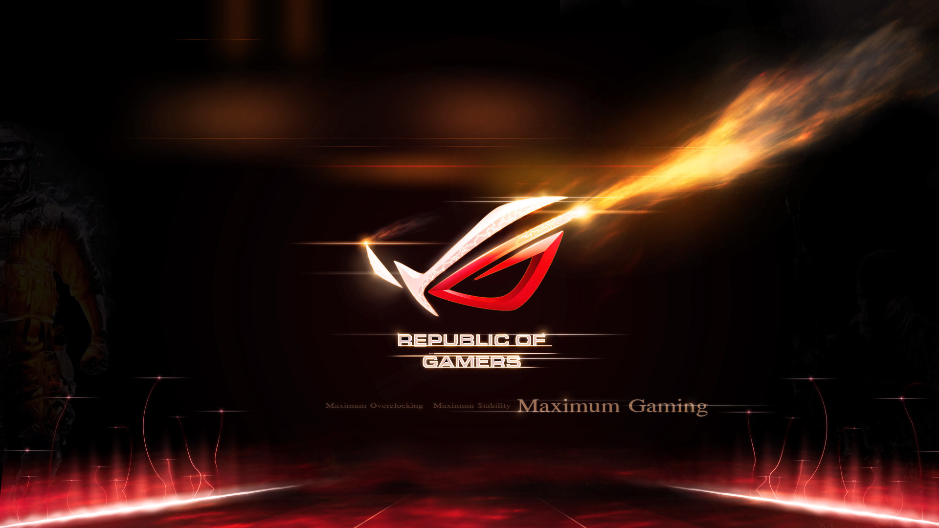 Asus ROG, Logo, Fiamme, Maximum Gaming, 16:9 Full HD, sfondo widescreen