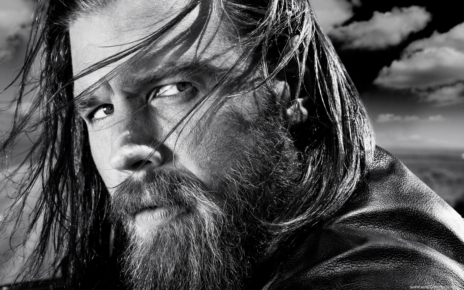 Ryan Hurst, Opie Winston, Sons of Anarchy, Bianco e nero, 1920x1200, immagine di sfondo
