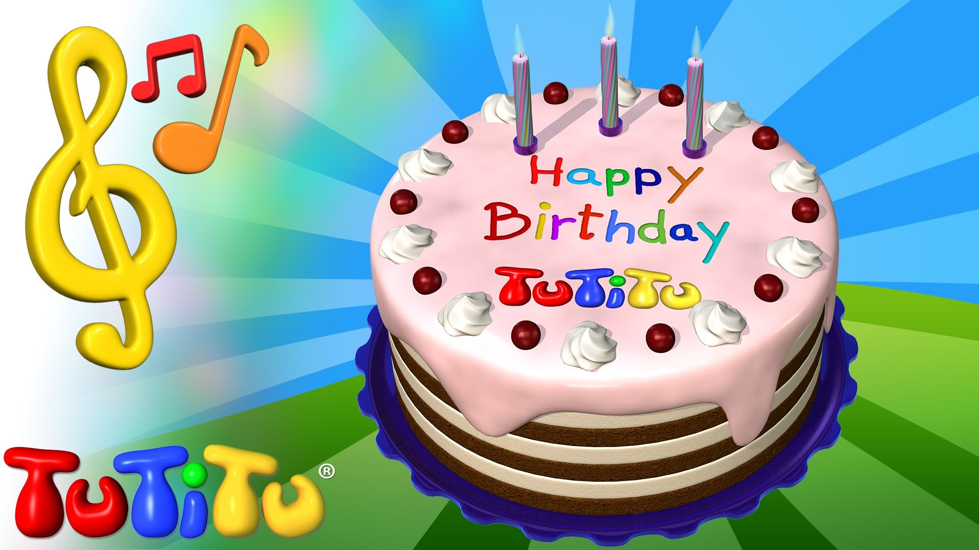 TuTiTu, Torta di compleanno, Happy Birthday, Note musicali, Candeline, sfondo desktop 1920x1080