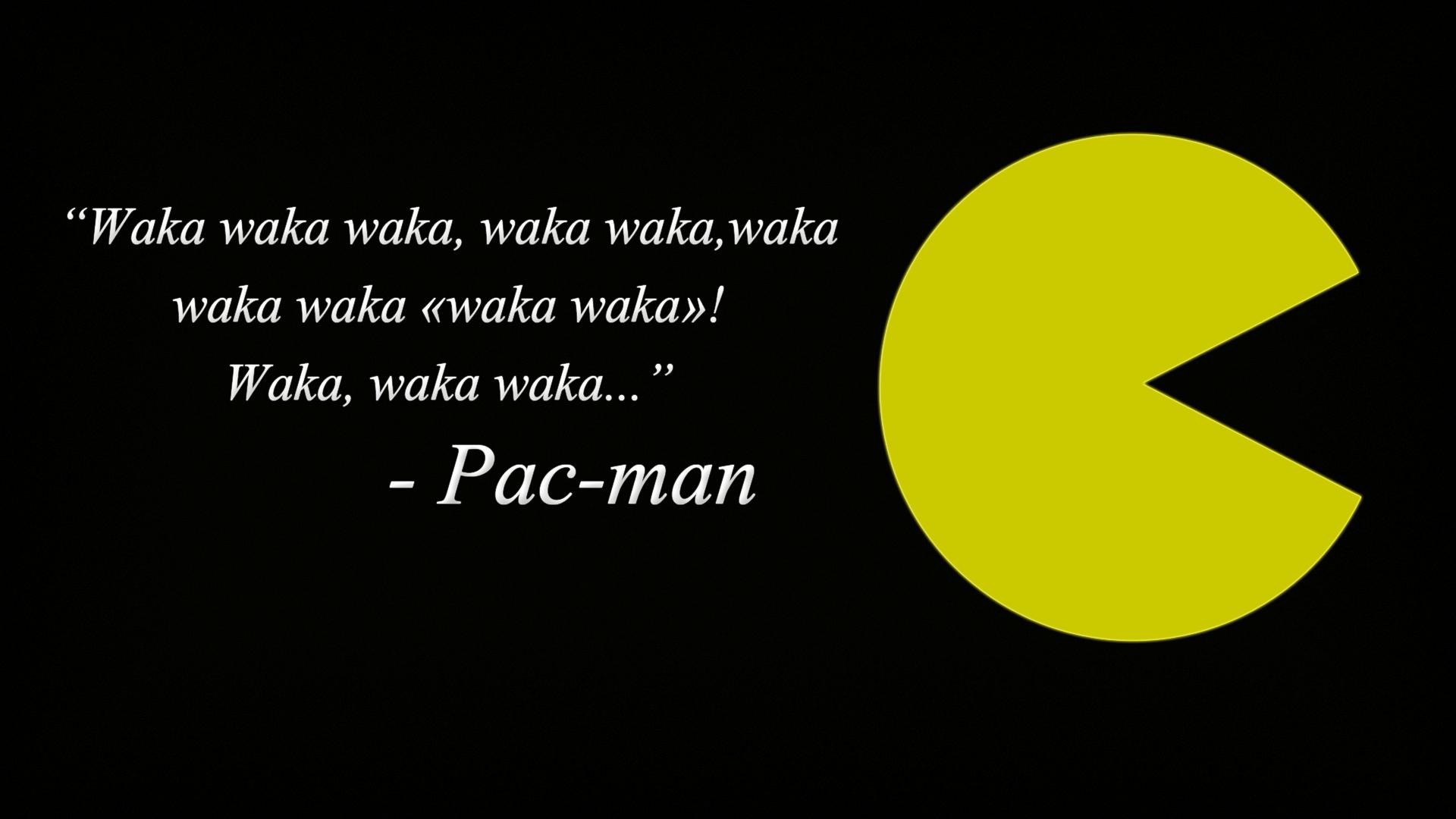 Pac-Man, Waka waka, Citazione, Giallo, Sfondo nero, 1920x1080, wallpaper desktop