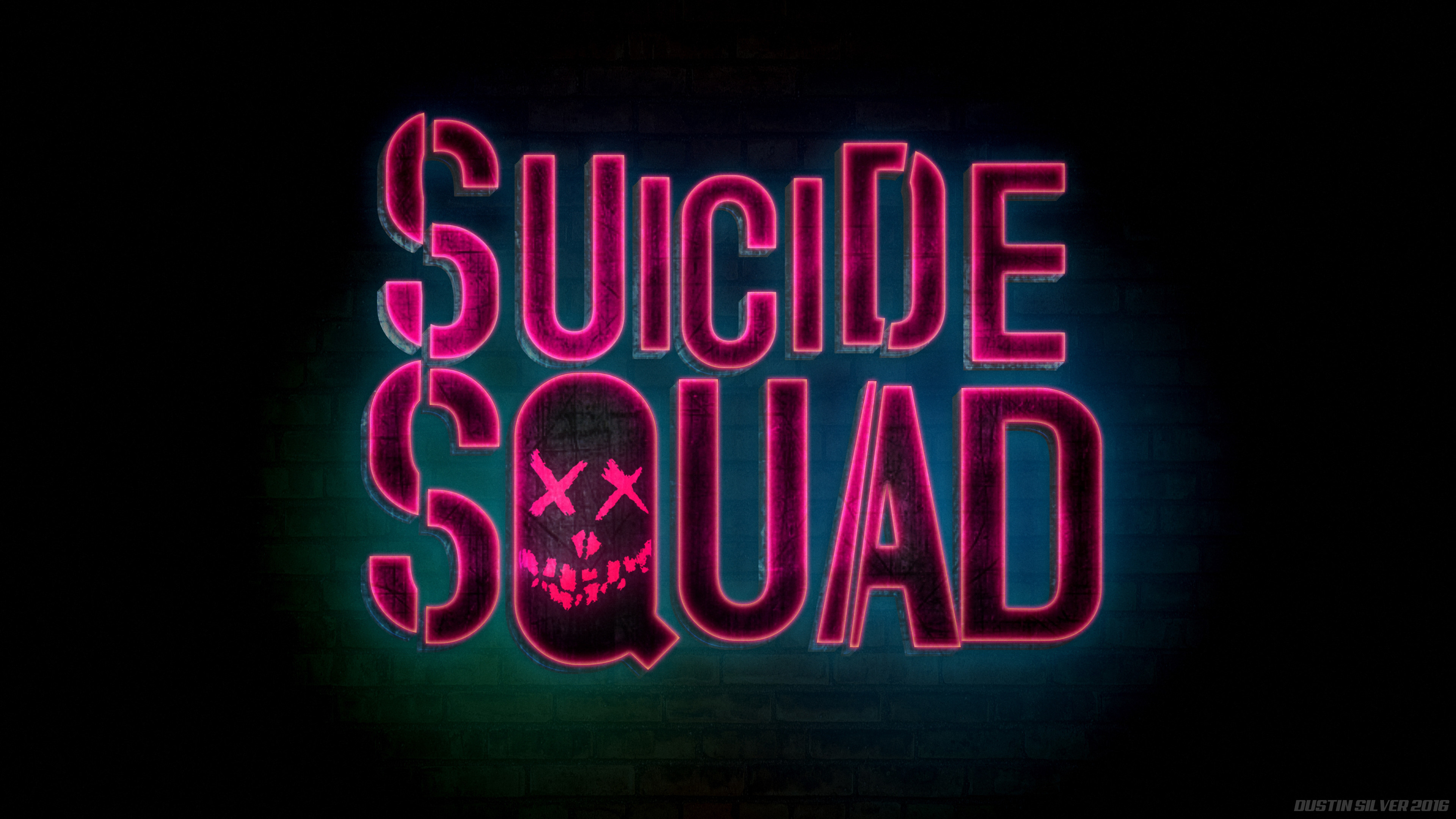 Suicide Squad, Logo, Neon rosa, Sfondo nero, 3840x2160, wallpaper desktop