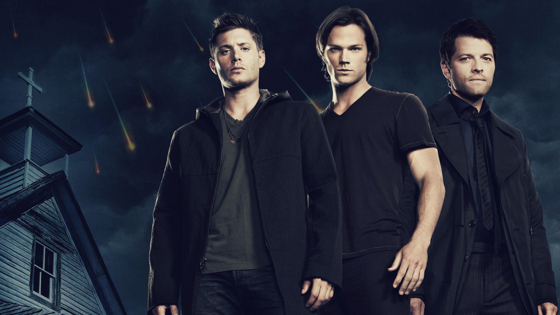 Supernatural, Dean Winchester, Sam Winchester, Castiel, Chiesa, Full HD 1080p, sfondo desktop