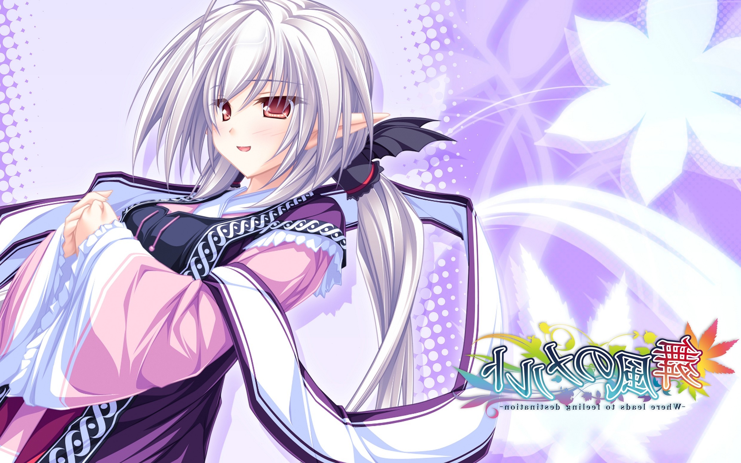 Ragazza anime, Capelli bianchi, Kimono, Kawaii, Full HD, wallpaper per PC