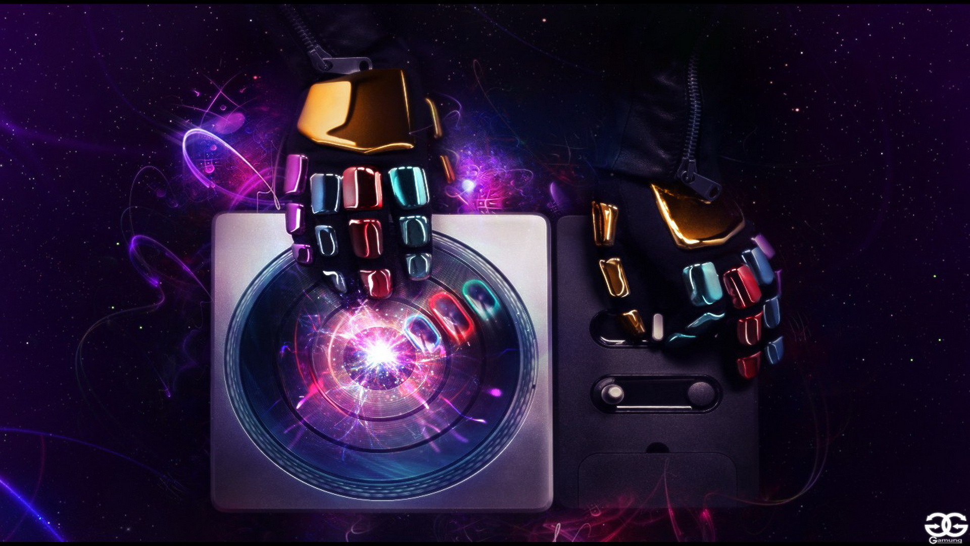 Daft Punk, DJ Hero, Giradischi, Guanti, Viola, Full HD, sfondo per PC e portatile