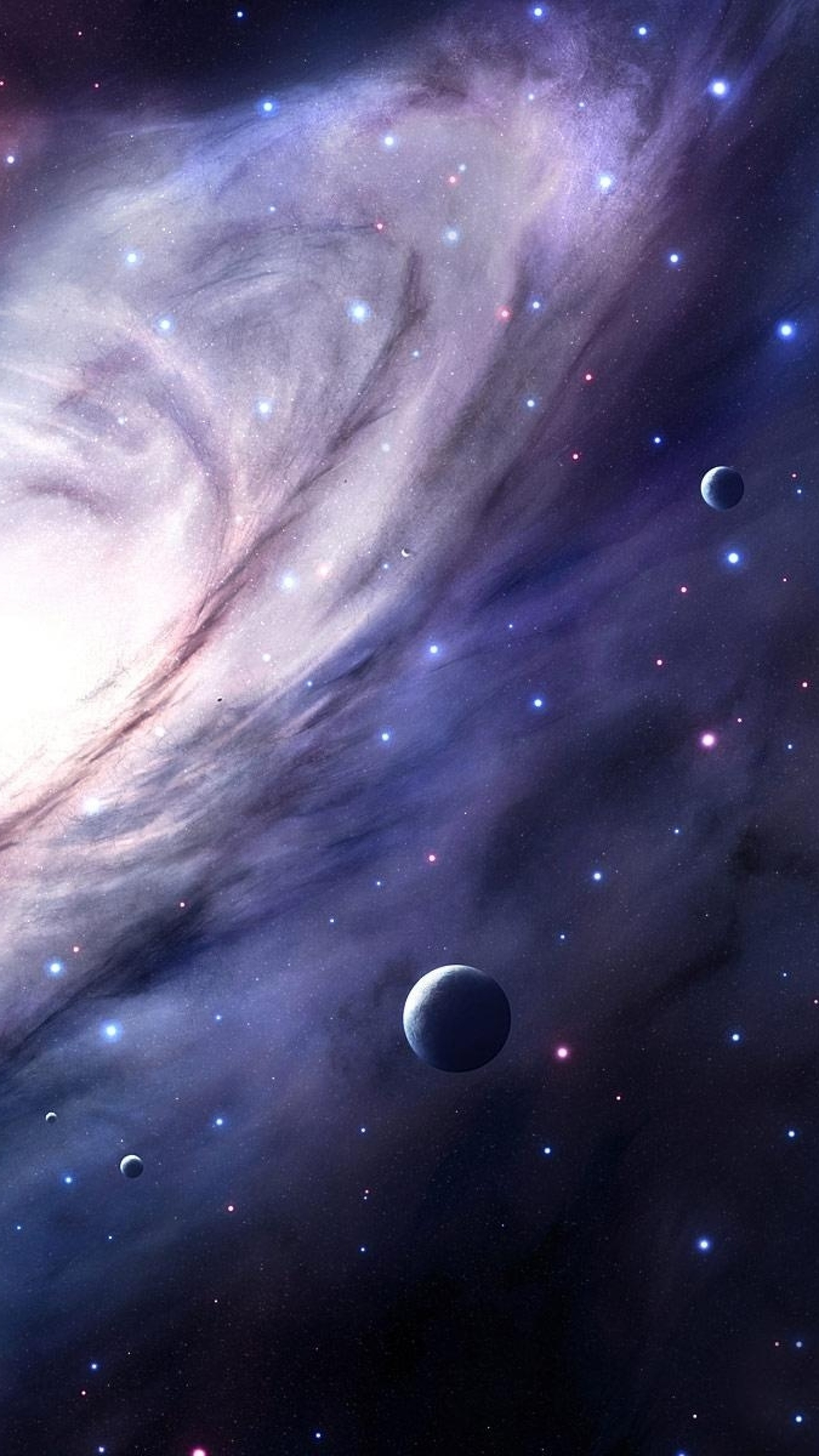 Galassia, Pianeti, Spazio profondo, Viola, QHD+, schermata di blocco del cellulare