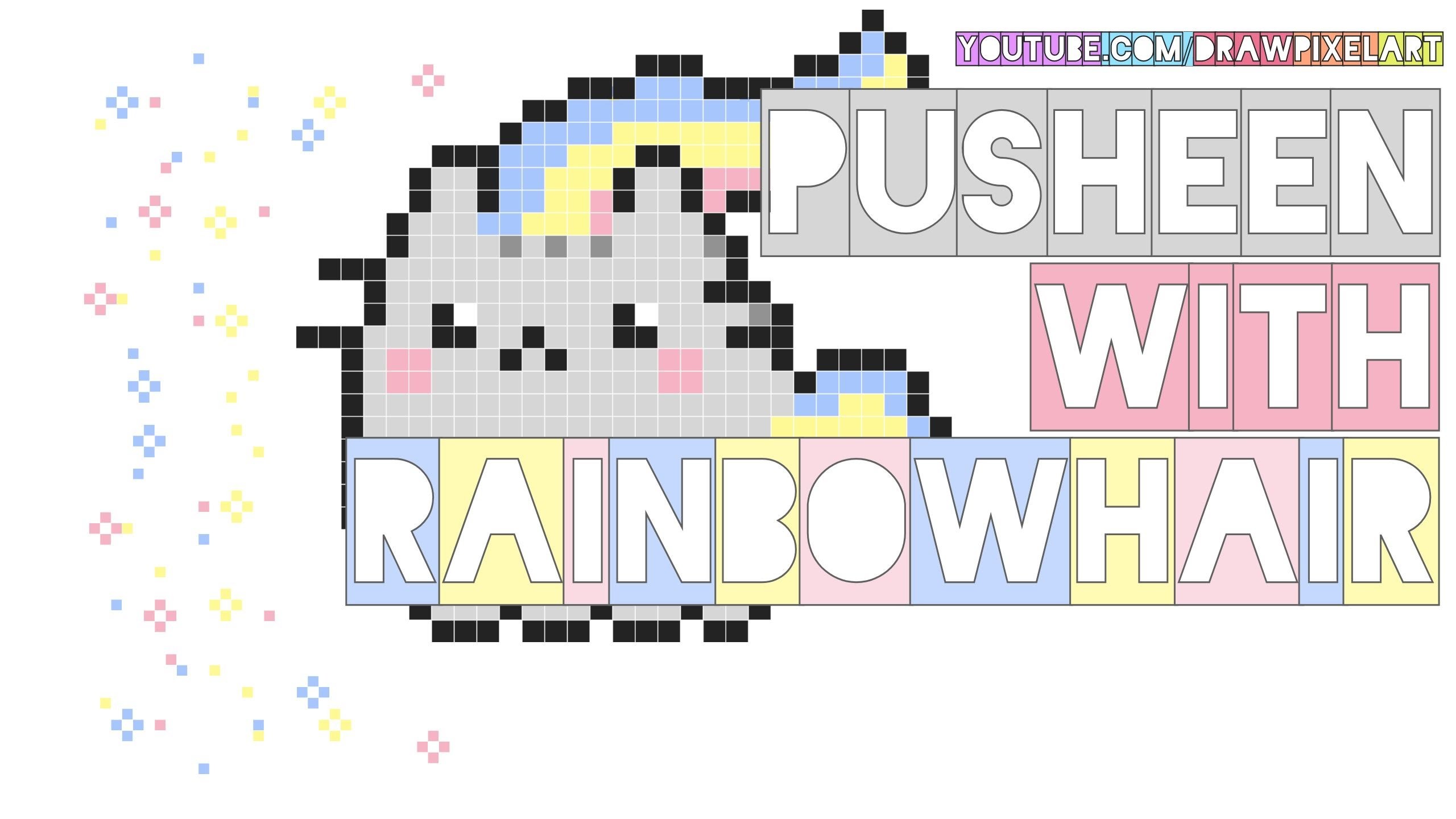 Pusheen, Pixel art, Criniera arcobaleno, 2560x1440, immagine di sfondo
