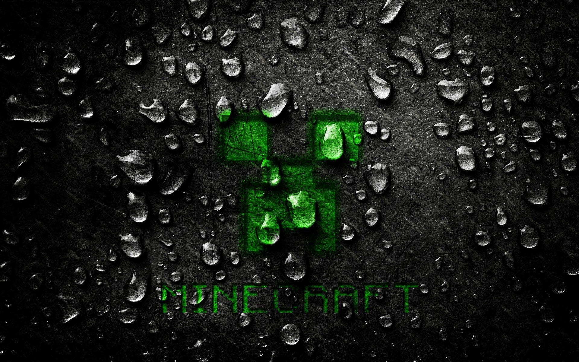 Minecraft, Creeper, Gocce d'acqua, Sfondo scuro, 1920x1200, wallpaper desktop