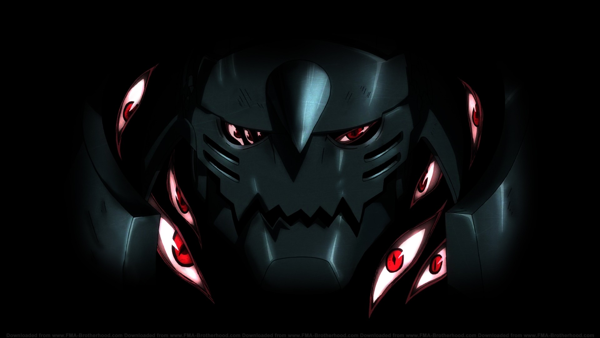 Alphonse Elric, Fullmetal Alchemist, Occhi rossi, Sfondo nero, Full HD, wallpaper per computer