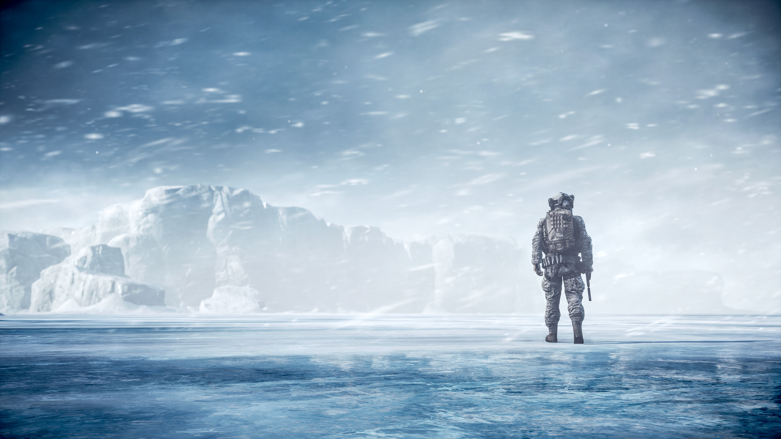 Battlefield 4, Soldato, Ghiaccio, Bufera di neve, Inverno, 2K 1440p, sfondo desktop