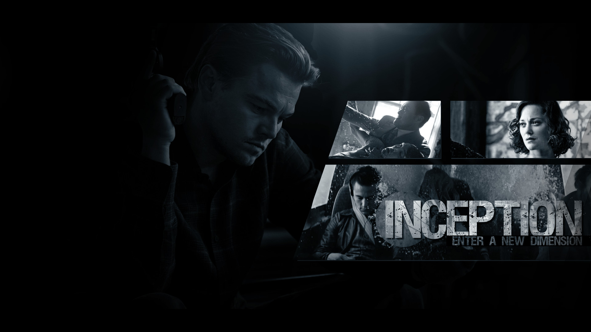 Inception, Leonardo DiCaprio, Marion Cotillard, Collage, Sfondo scuro, wallpaper 1920x1080