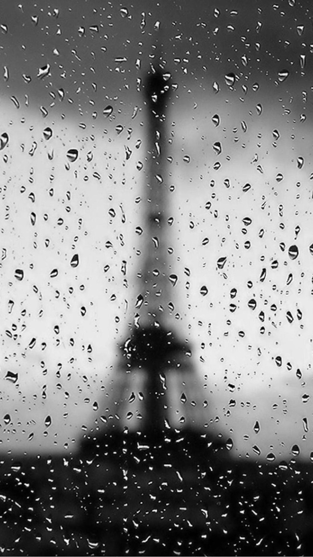 Torre Eiffel, Parigi, Gocce di pioggia, Bianco e nero, sfondo per LG G2