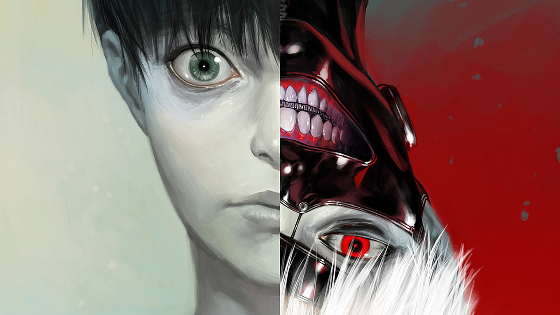 Ken Kaneki, Tokyo Ghoul, Doppio volto, Maschera da ghoul, Primo piano, sfondo per portatile