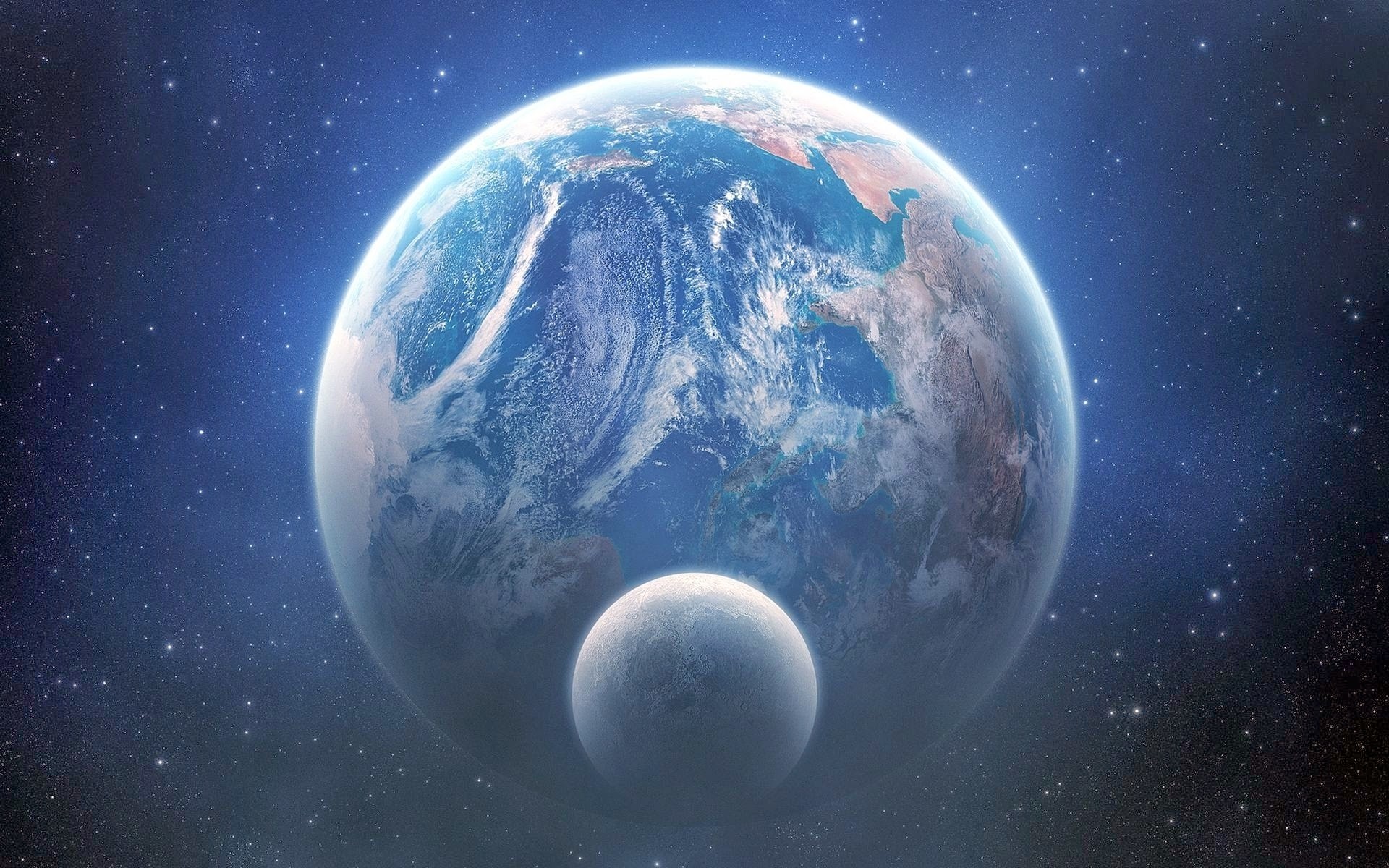 Terra, Luna, Spazio, 1920x1200, immagine di sfondo