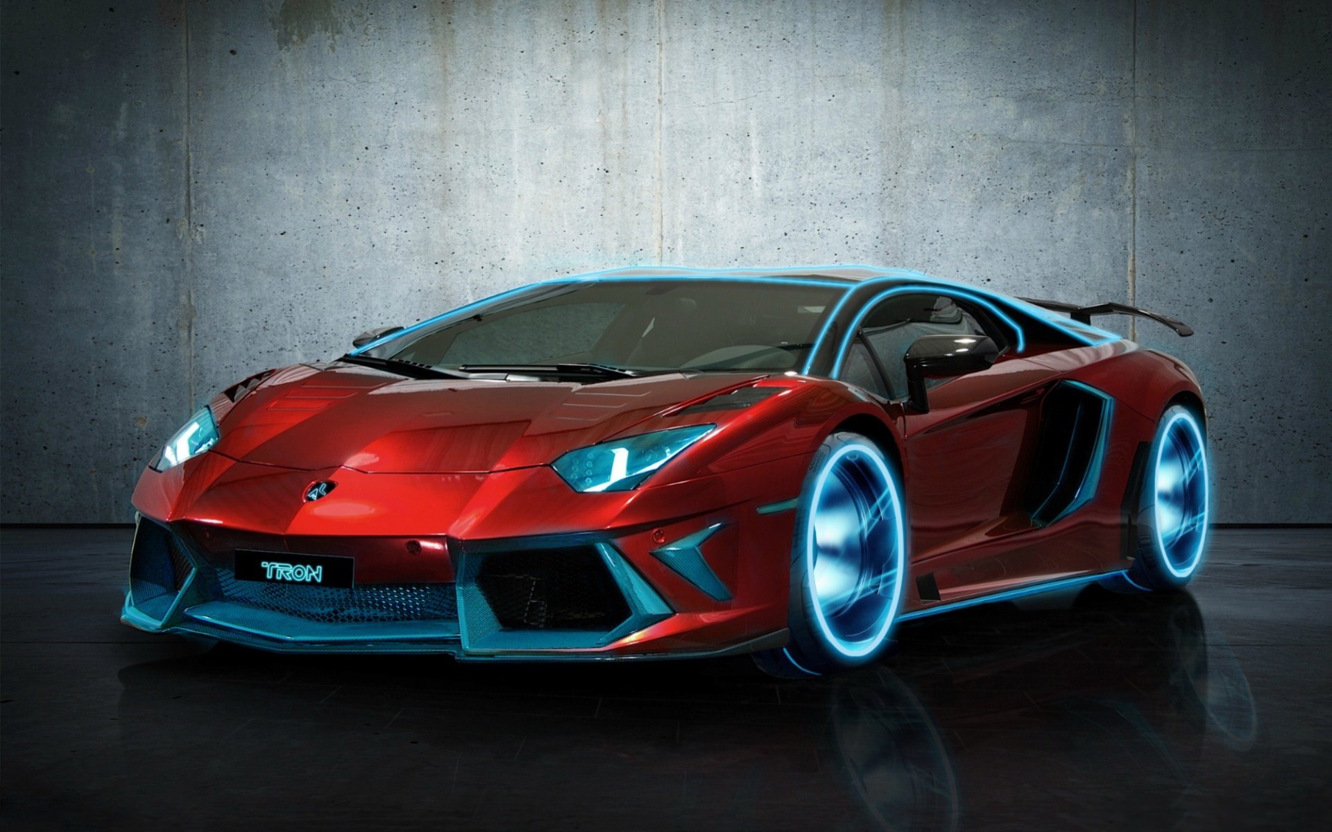 Lamborghini Aventador, Tron, Rosso, Luci al neon, 1920x1200, sfondo per PC