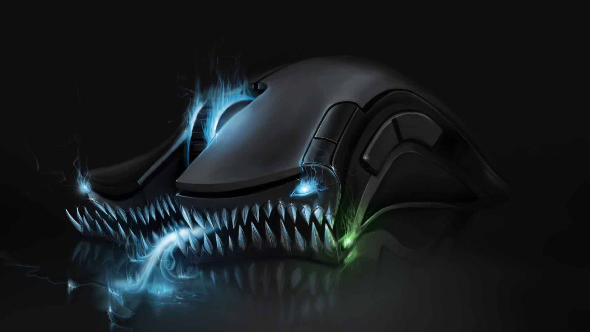Mouse da gaming, Razer, Denti, Sfondo nero, 1920x1080, wallpaper desktop