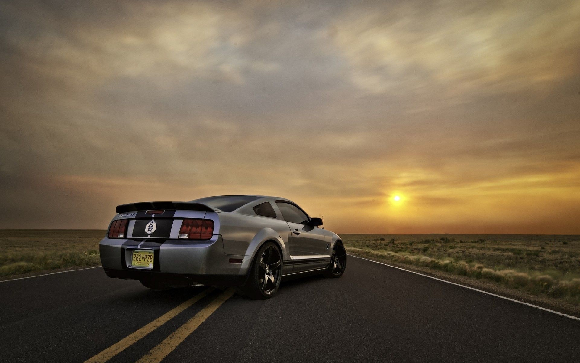 Ford Mustang Shelby GT500, Strada, Tramonto, 1920x1200, sfondo per PC