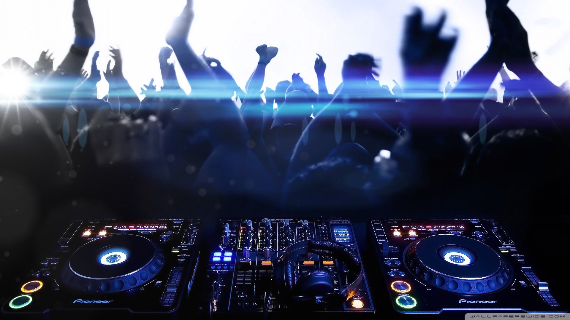 Pioneer CDJ, Folla, Discoteca, Blu, Full HD, sfondo Windows 11