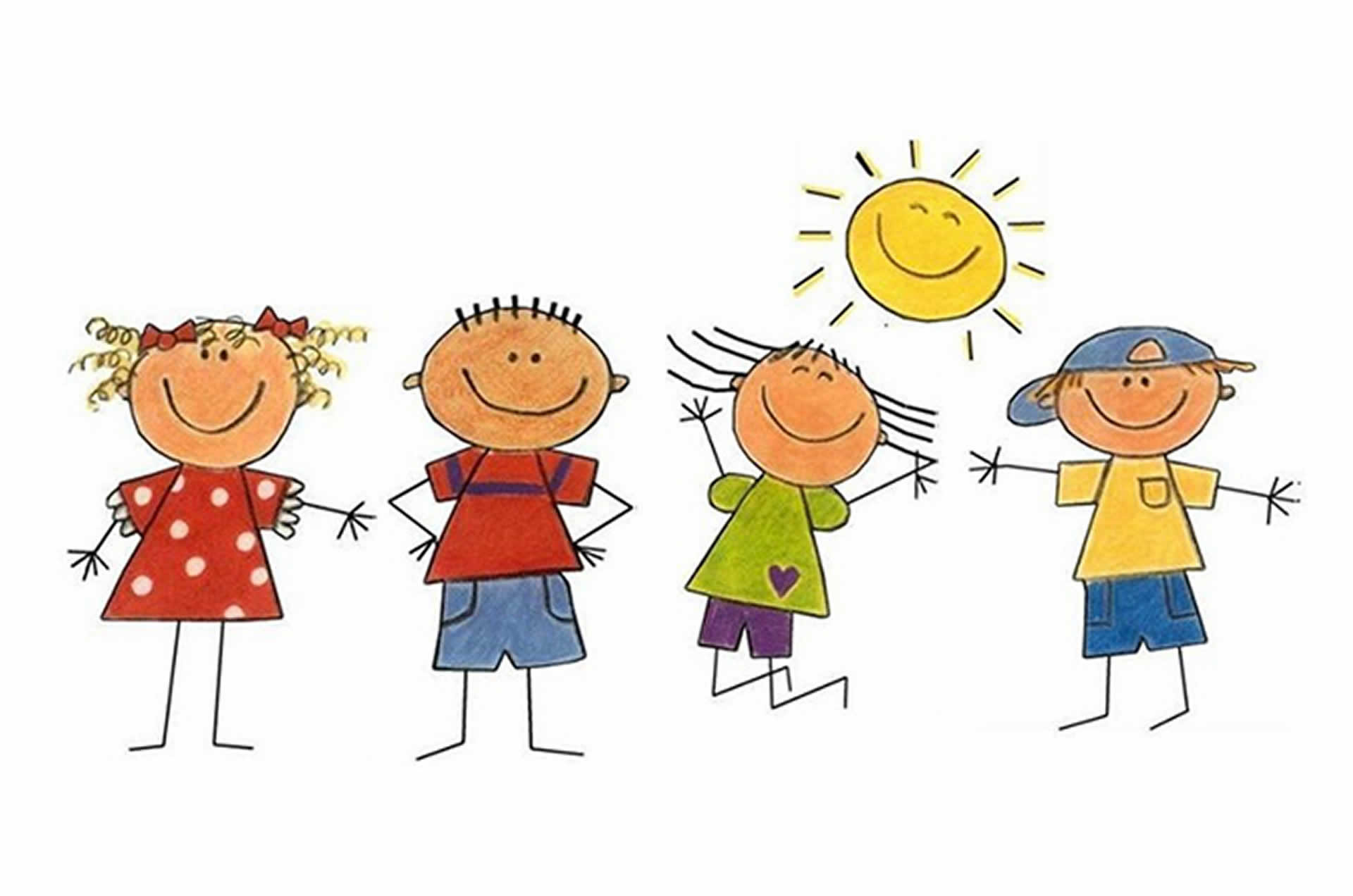 Disegno infantile, Bambini, Sole sorridente, Illustrazione, Allegria, sfondo Full HD per computer