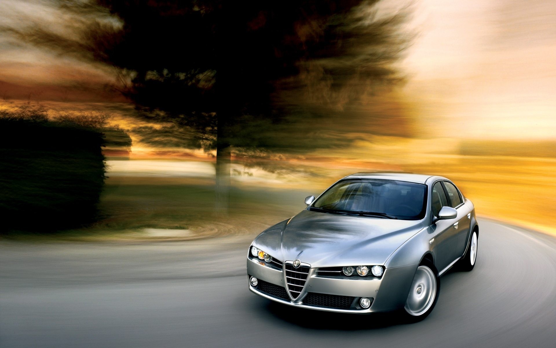 Alfa Romeo 159, Grigio, Strada, Mosso, 1920x1200, immagine di sfondo