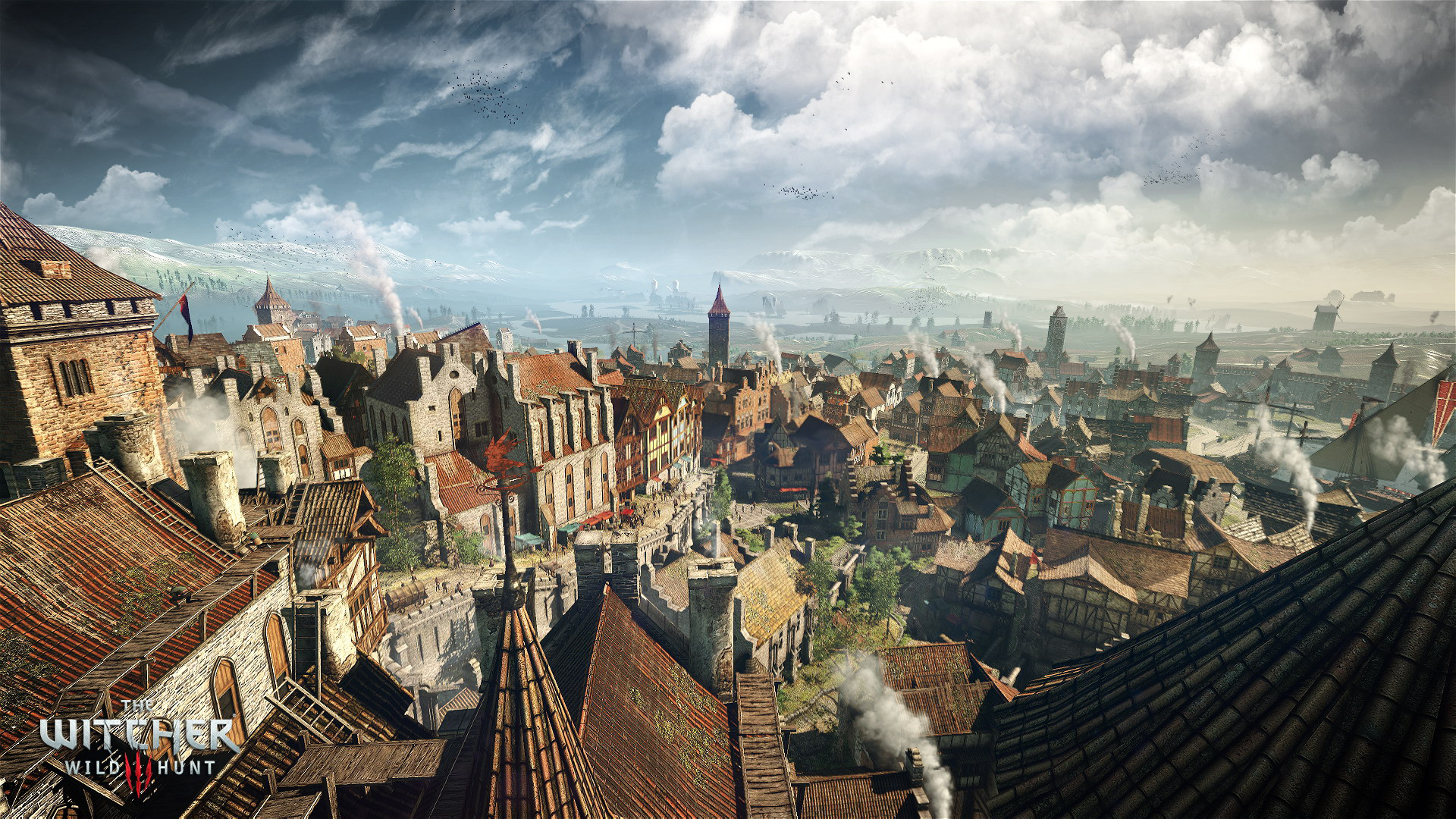Novigrad, The Witcher 3: Wild Hunt, Tetti, Città medievale, 1920x1080, wallpaper desktop