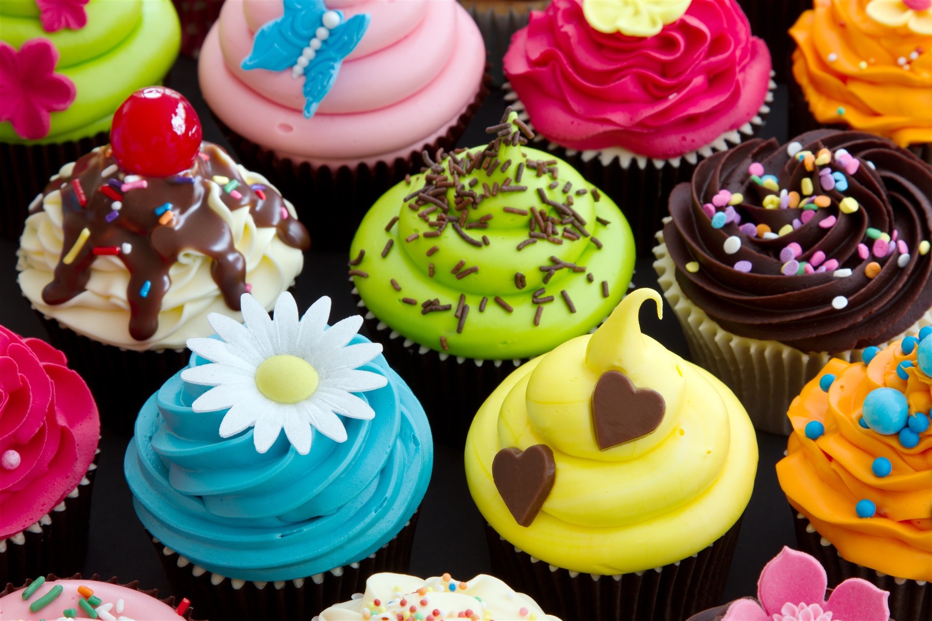 Cupcake, Glassa colorata, Codette, Pasticceria, Full HD, sfondo desktop