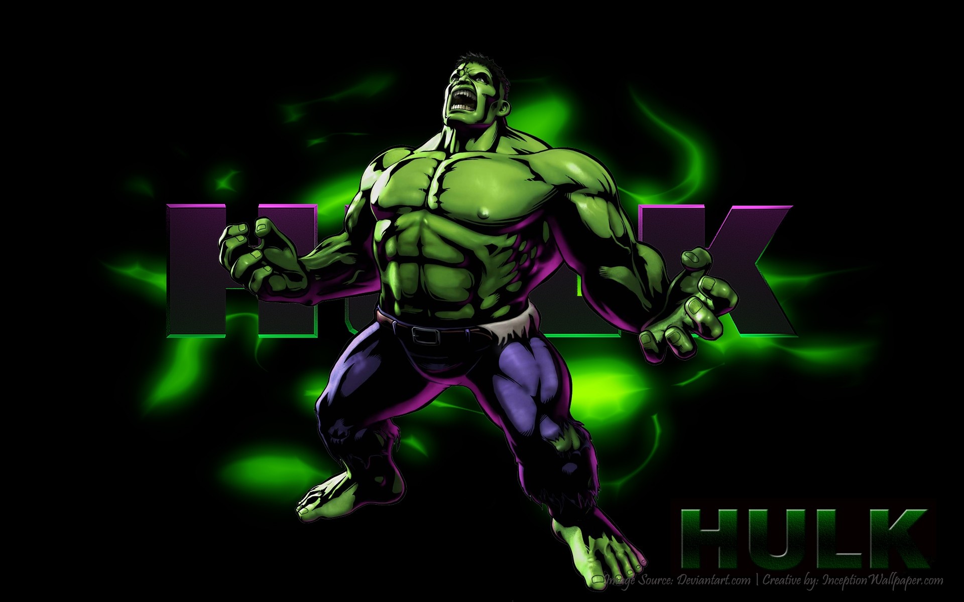 Hulk, Marvel, Logo, Sfondo nero, Full HD, wallpaper per PC