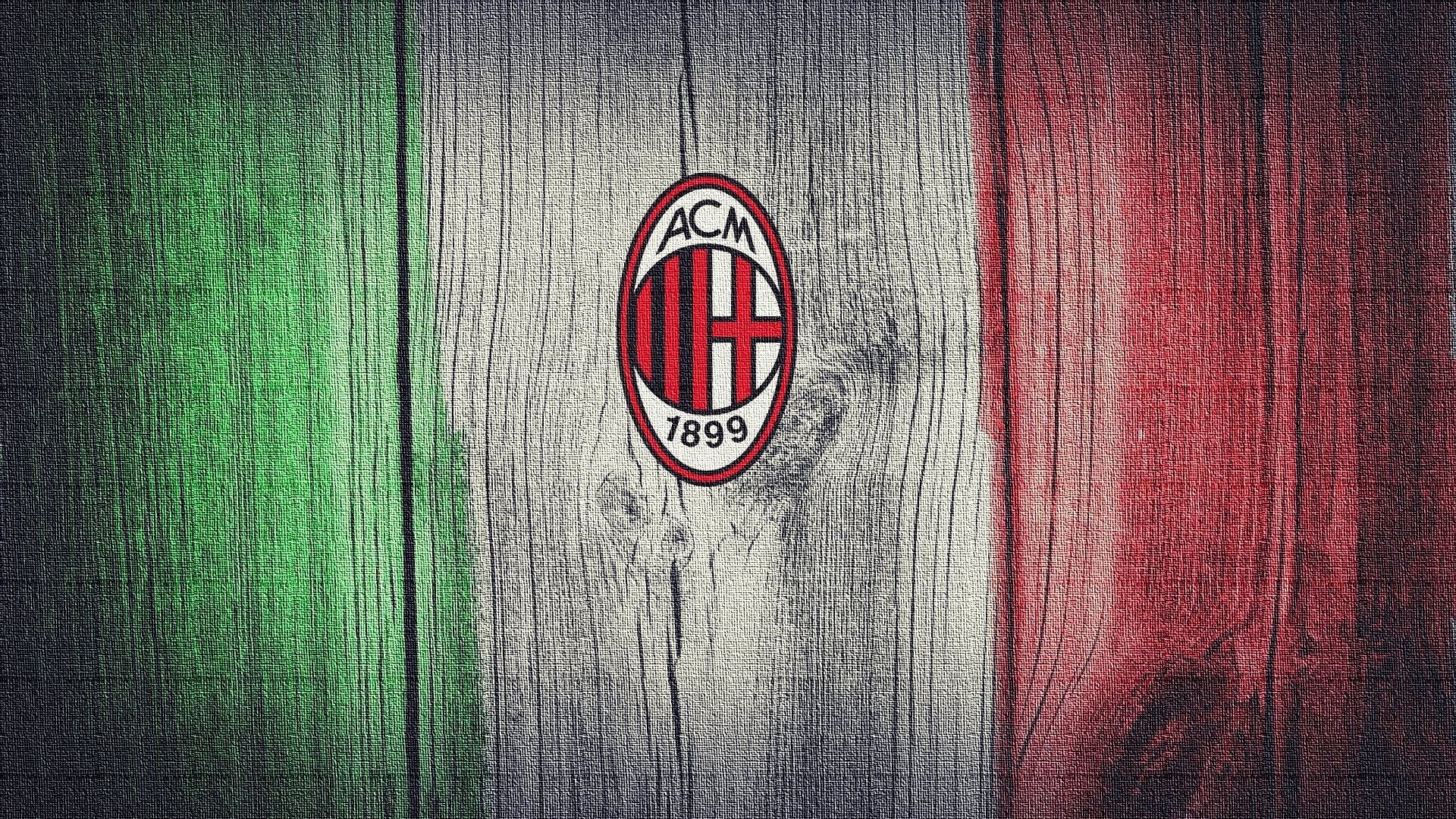 AC Milan, Stemma, Tricolore, Legno, 1920x1080, immagine di sfondo