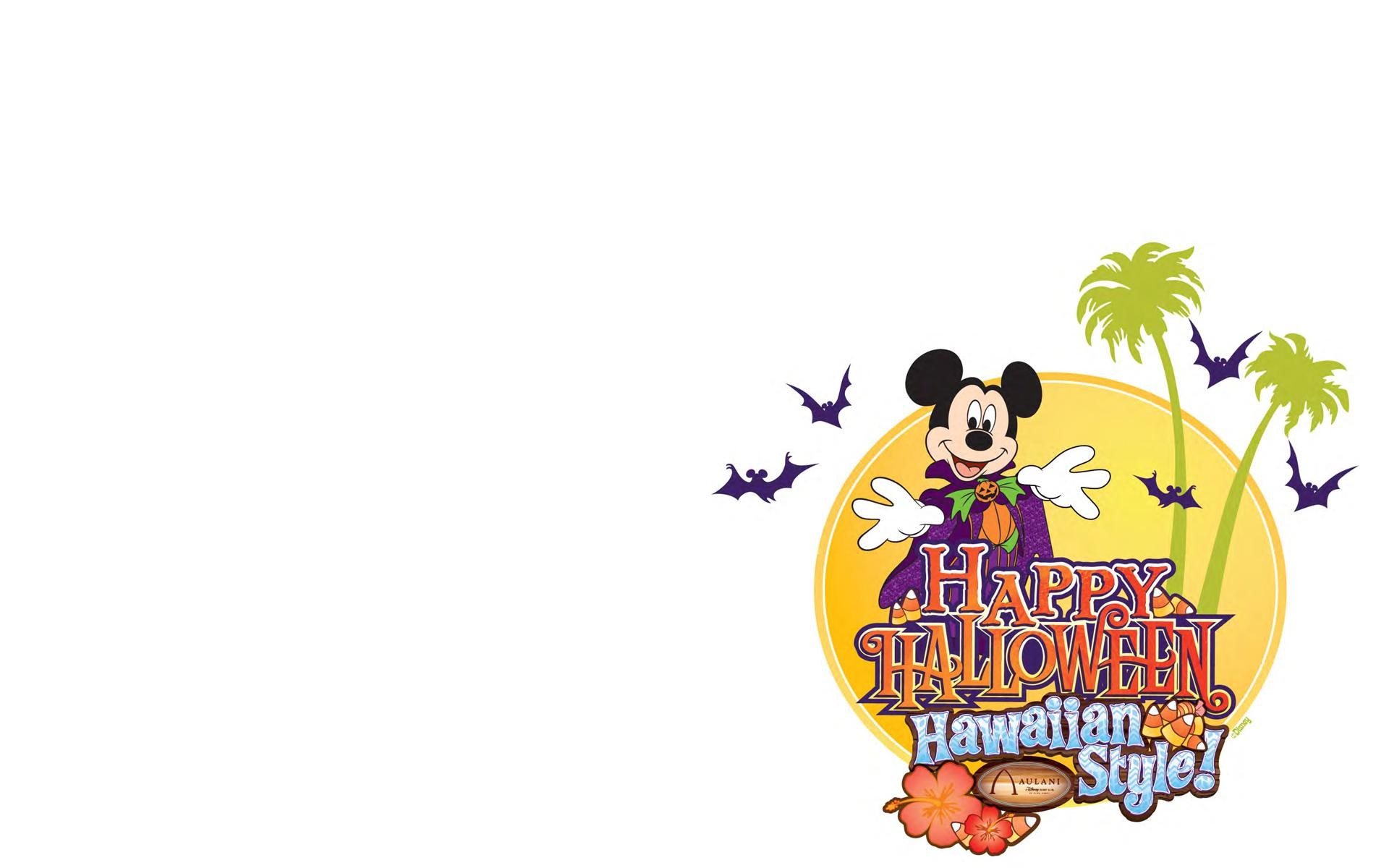Topolino, Happy Halloween Hawaiian Style, Halloween, Pipistrelli, Palme, sfondo widescreen Full HD