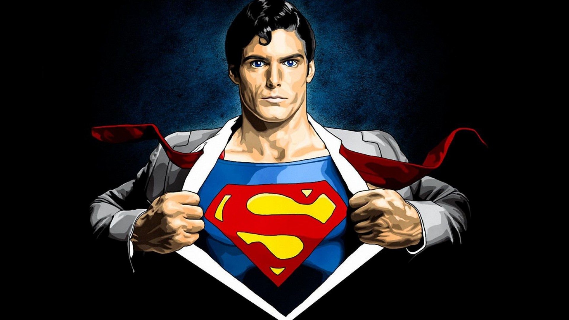 Christopher Reeve, Superman, Clark Kent, Logo di Superman, Illustrazione, sfondo desktop 1920x1080
