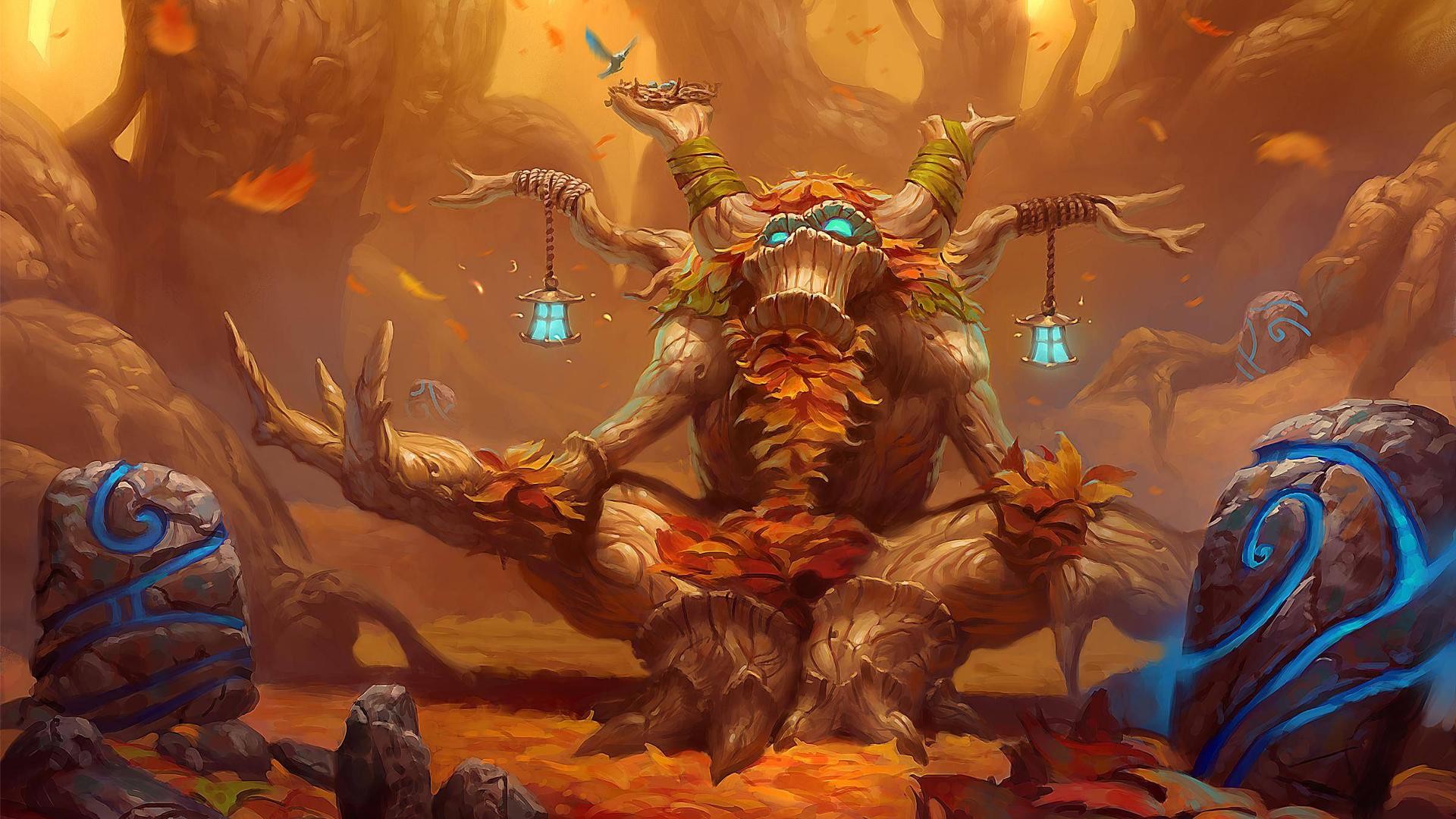 Hearthstone, Antico, Autunno, Foresta, Arancione, Full HD, sfondo desktop