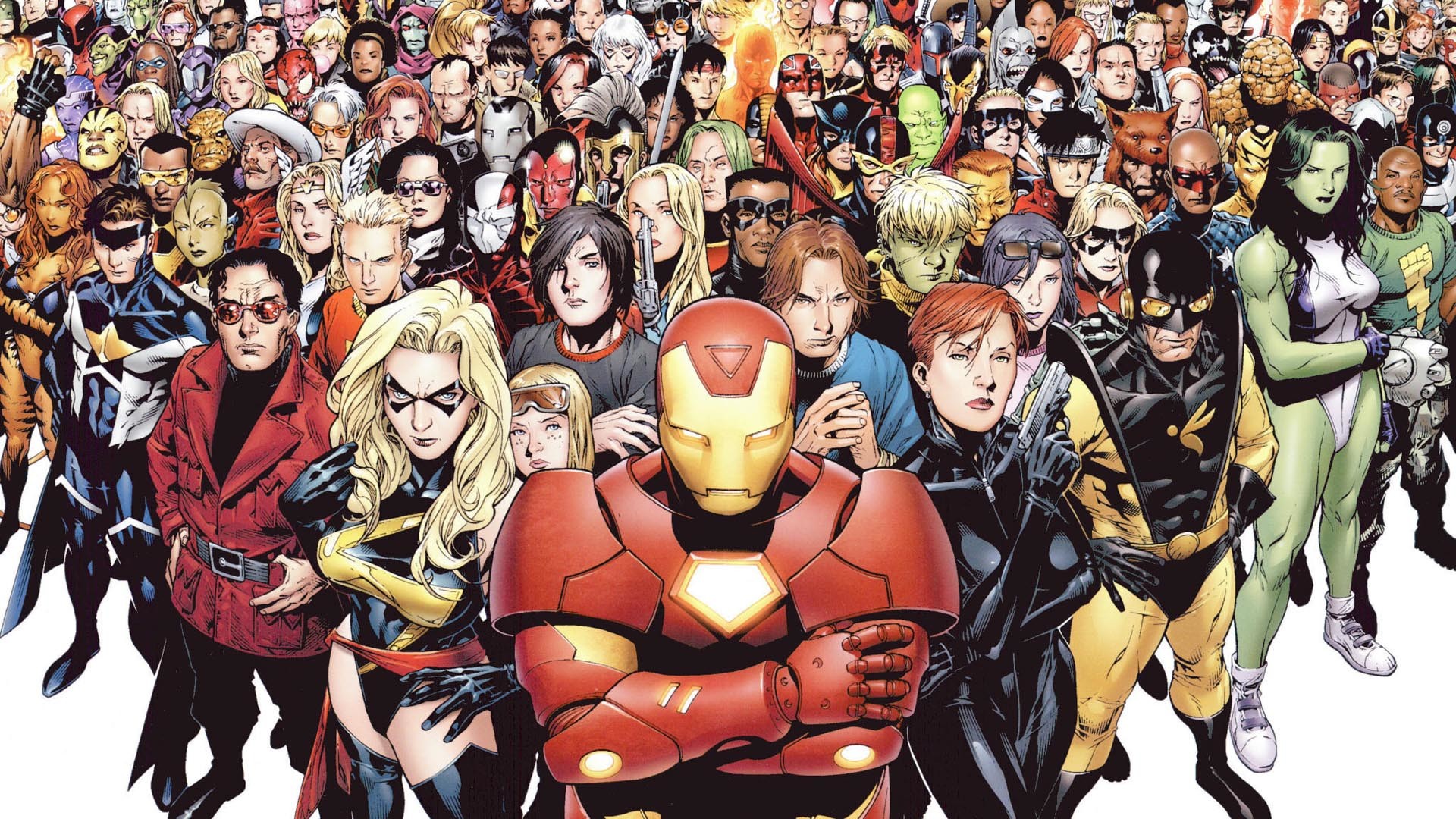 Iron Man, Ms. Marvel, She-Hulk, Wolverine, Marvel Comics, Supereroi, sfondo Full HD per portatile