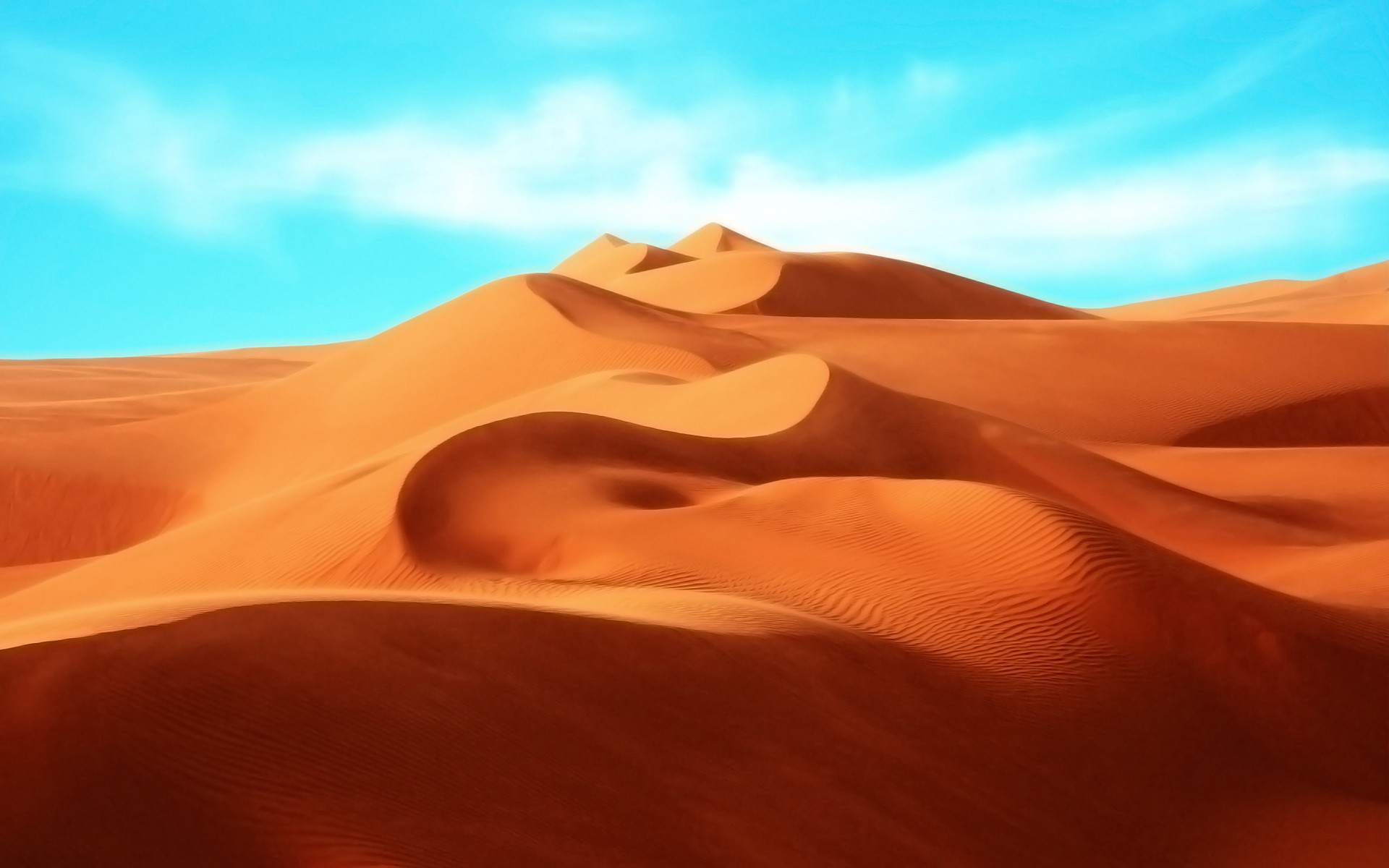 Dune di sabbia, Sahara, Cielo azzurro, Arancione, Full HD, sfondo per portatile