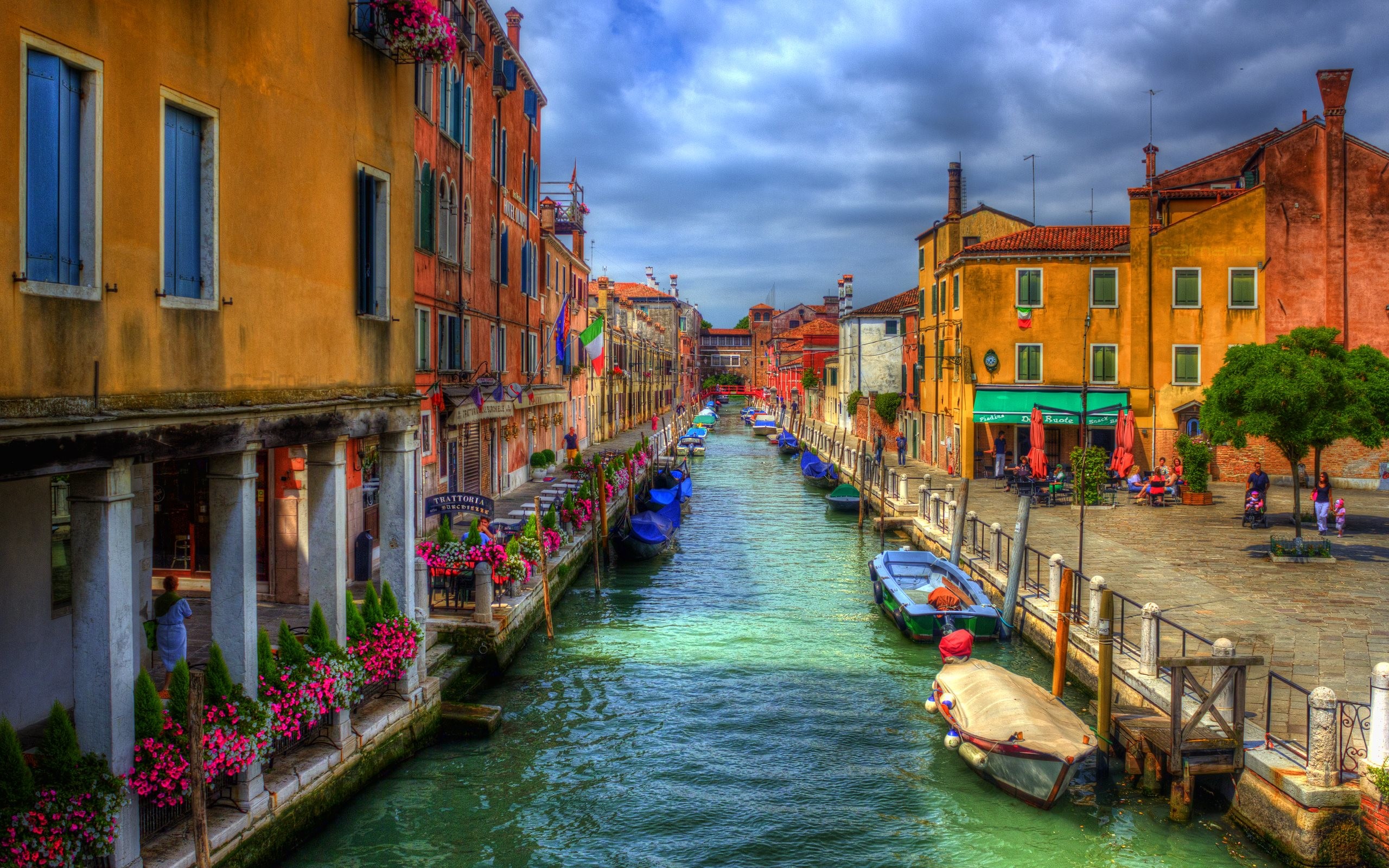 Venezia, Canale, Barche, Italia, HDR, 2K, wallpaper per portatile