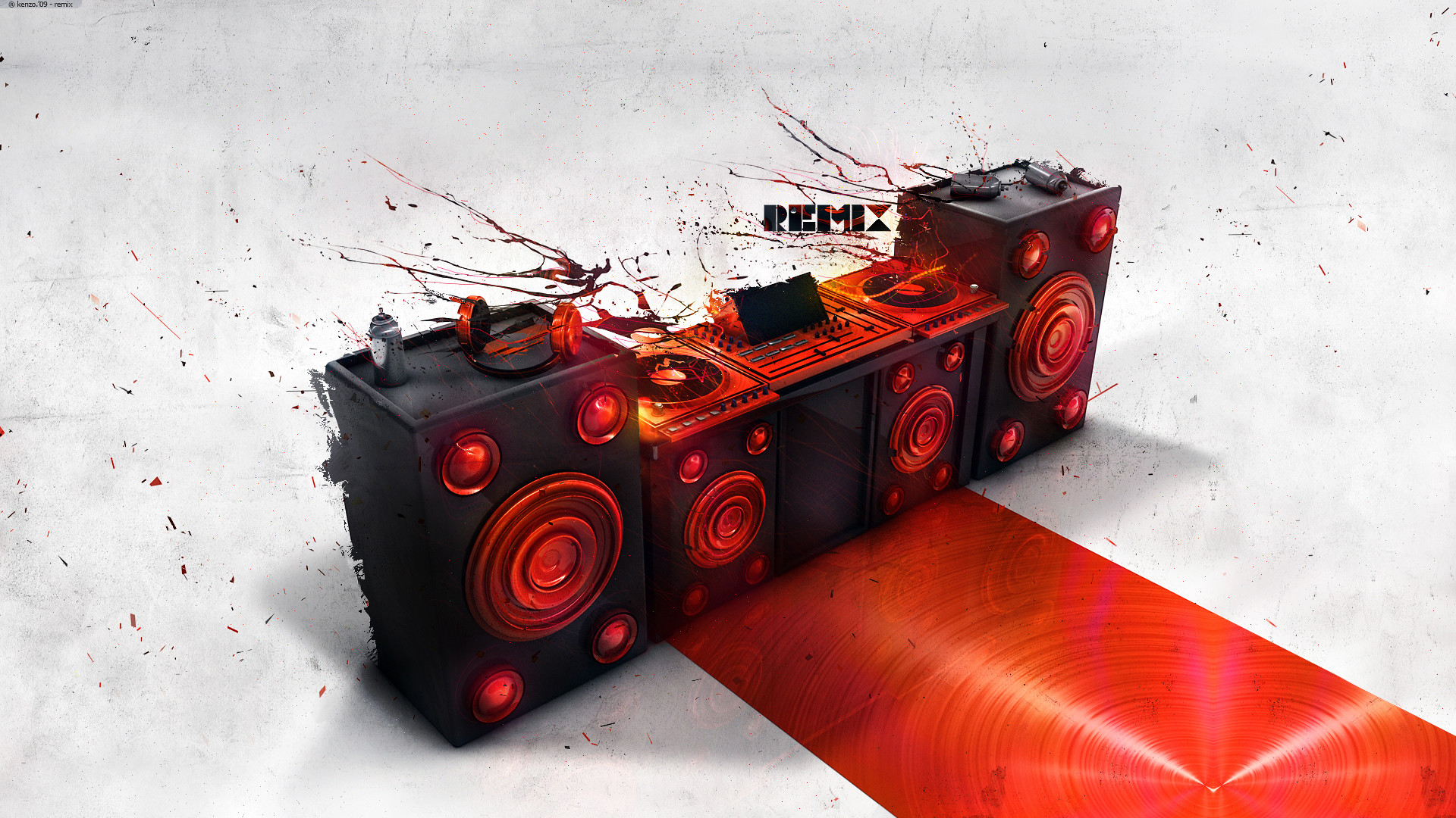 Casse, Remix, Arte 3D, Rosso, 16:9 Full HD, sfondo widescreen