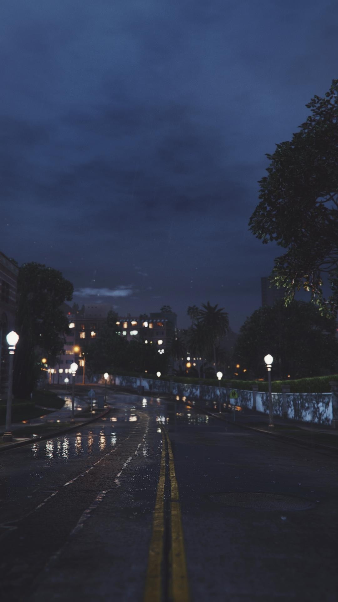 Strada, Notte, Lampioni, Città, Full HD, schermata di blocco del cellulare