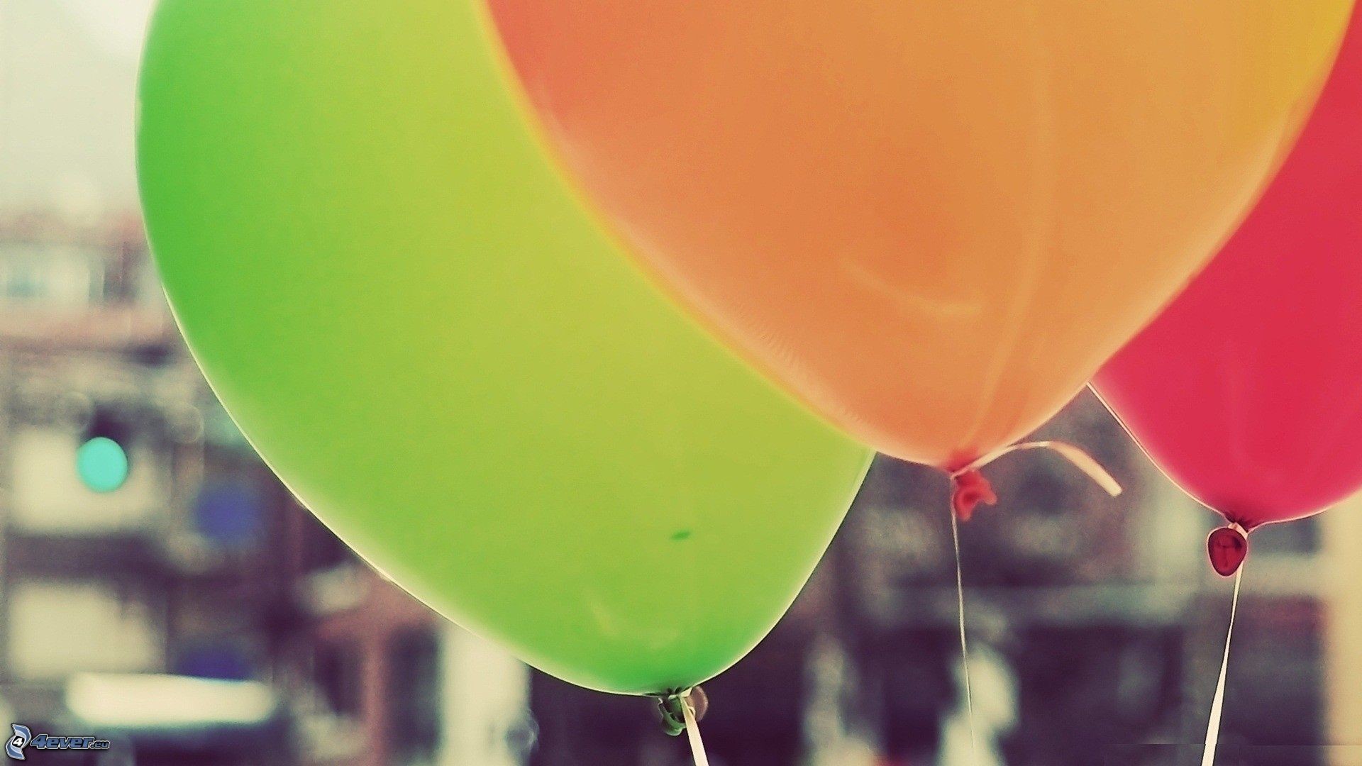 Palloncini, Verde, Arancione, Vintage, Full HD, sfondo Windows 11
