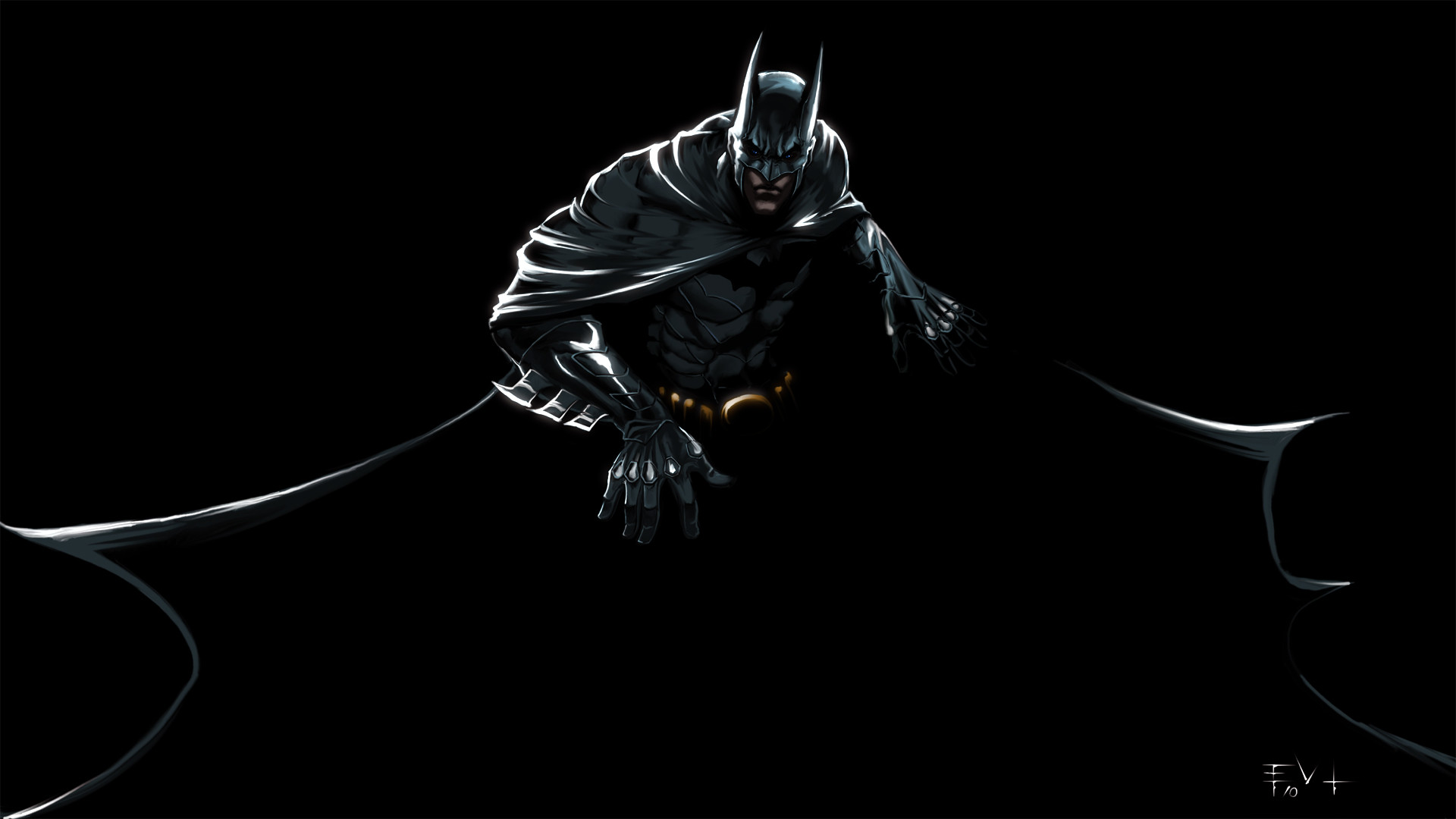 Batman, Mantello, Sfondo nero, Illustrazione, Full HD, wallpaper per PC