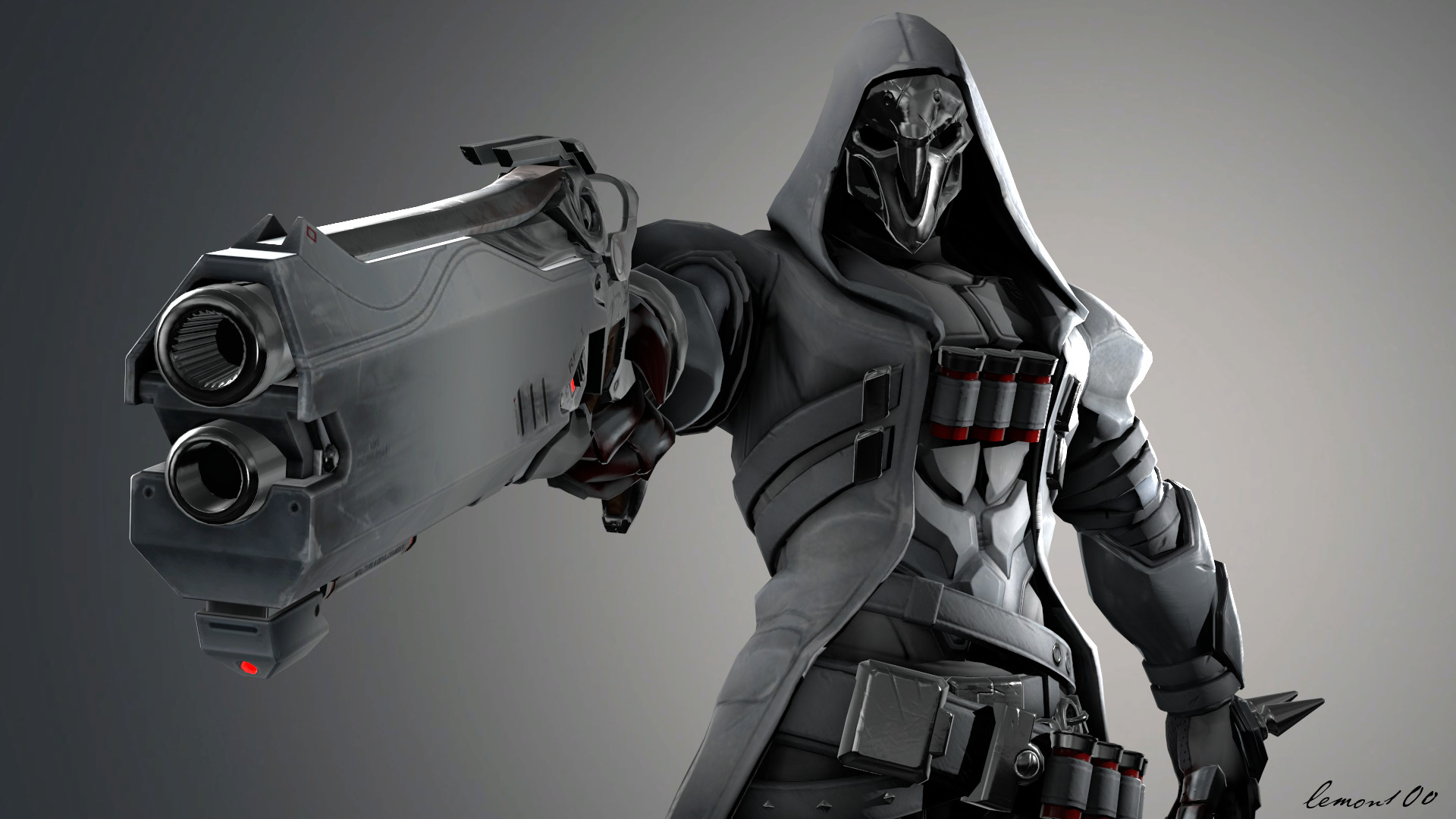 Reaper, Overwatch, Fucile a pompa, Bianco e nero, 1920x1080, immagine di sfondo