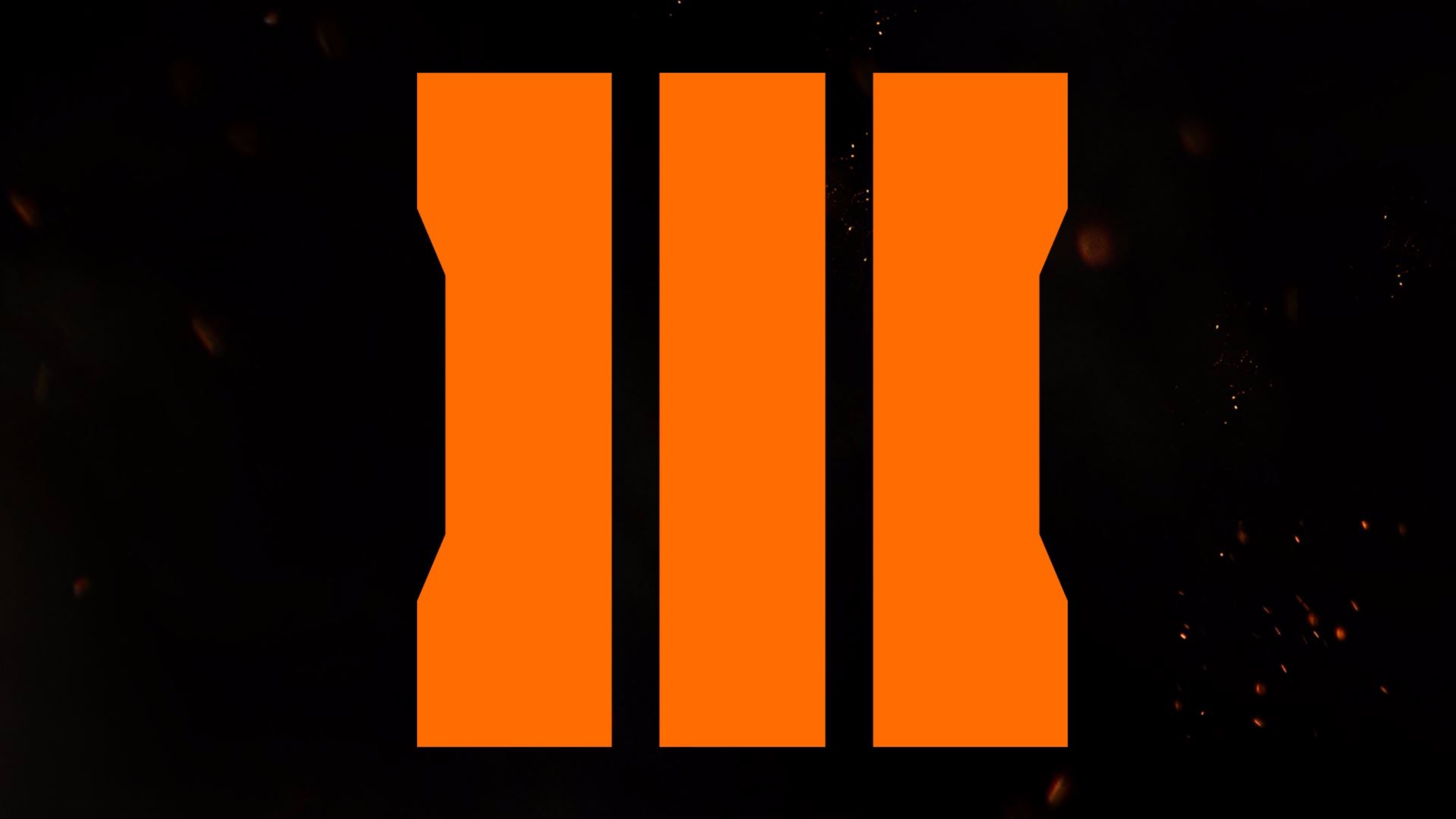Call of Duty: Black Ops III, Logo III, Arancione, Sfondo nero, 4K, wallpaper per PC