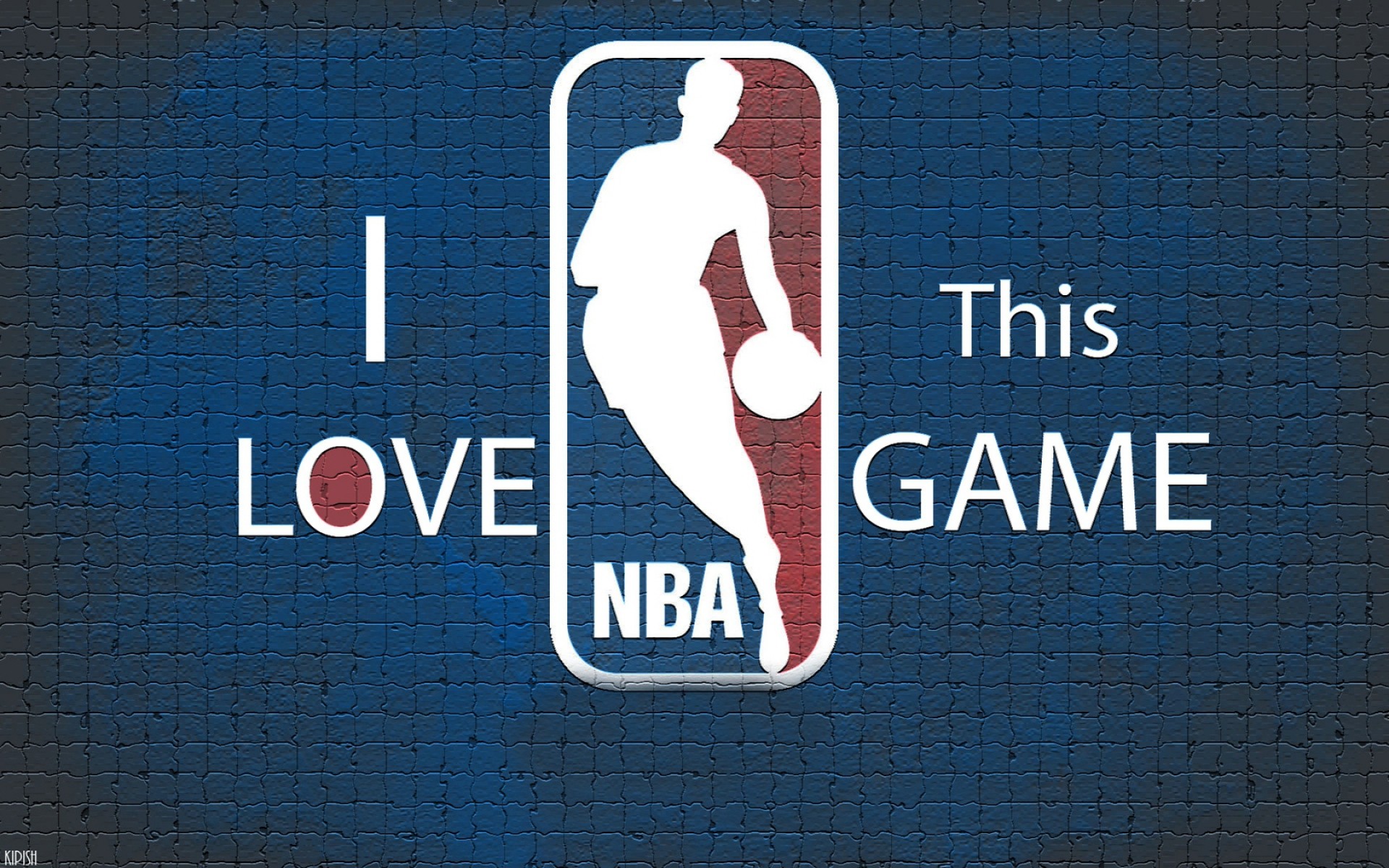Logo NBA, I Love This Game, Muro di mattoni, Blu, 16:10 Full HD, sfondo widescreen