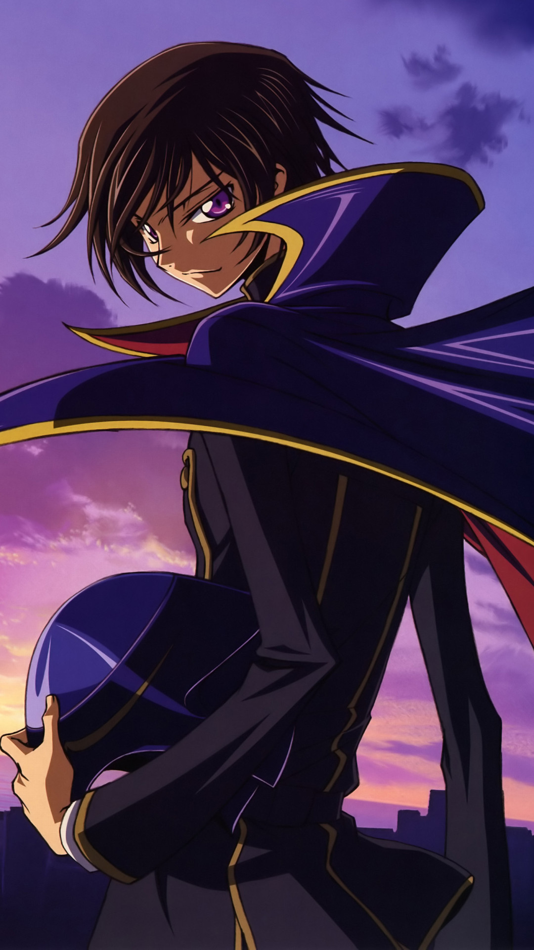 Lelouch Lamperouge, Zero, Code Geass, Mantello, Tramonto, 1080x1920, schermata di blocco iPhone