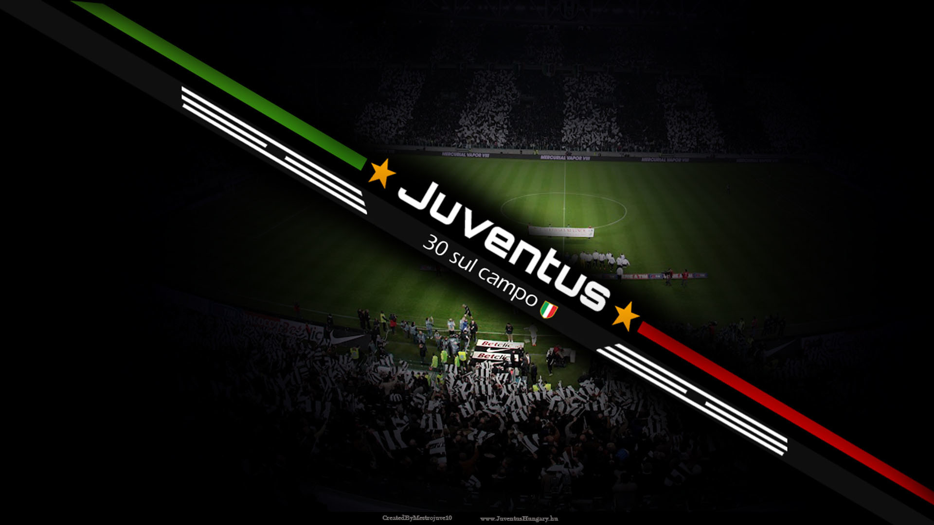Juventus, 30 sul campo, Tricolore, Sfondo nero, Full HD, wallpaper per portatile