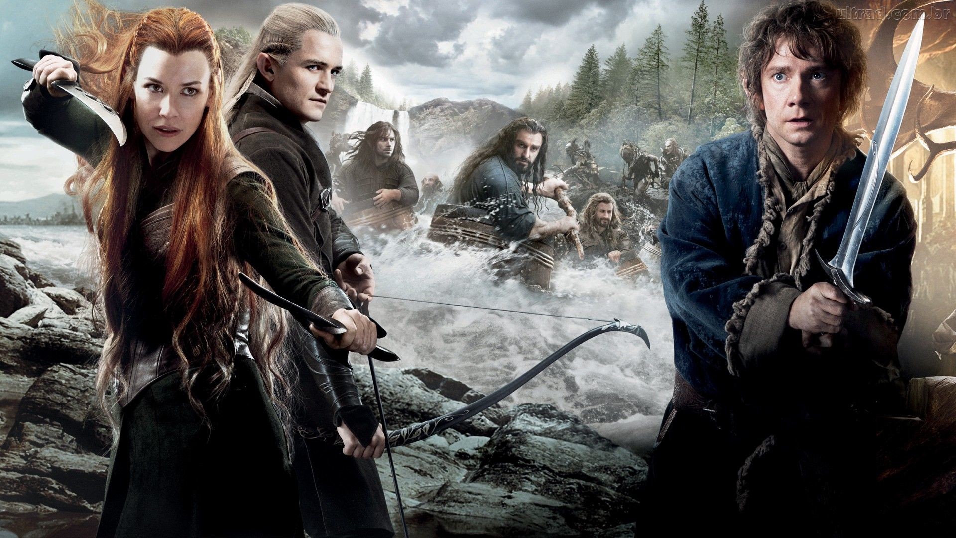 Tauriel, Legolas, Bilbo Baggins, Lo Hobbit: La desolazione di Smaug, sfondo Full HD per computer